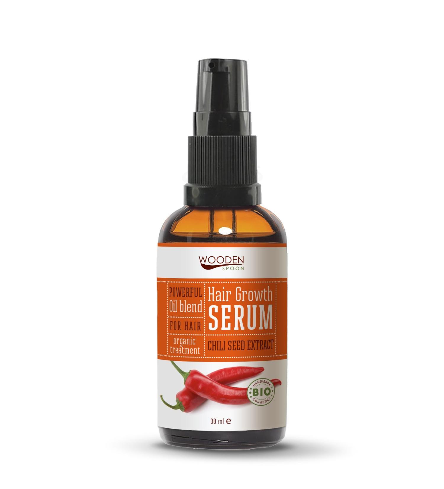 Woodenspoon 100% of course anti -hair failure serum with chili seed oil rgan oil jojoba oil and castor oil 30 ml - hair growth serum with precious oils and chili - soil associated organic growth 30 ml (1 Pack)