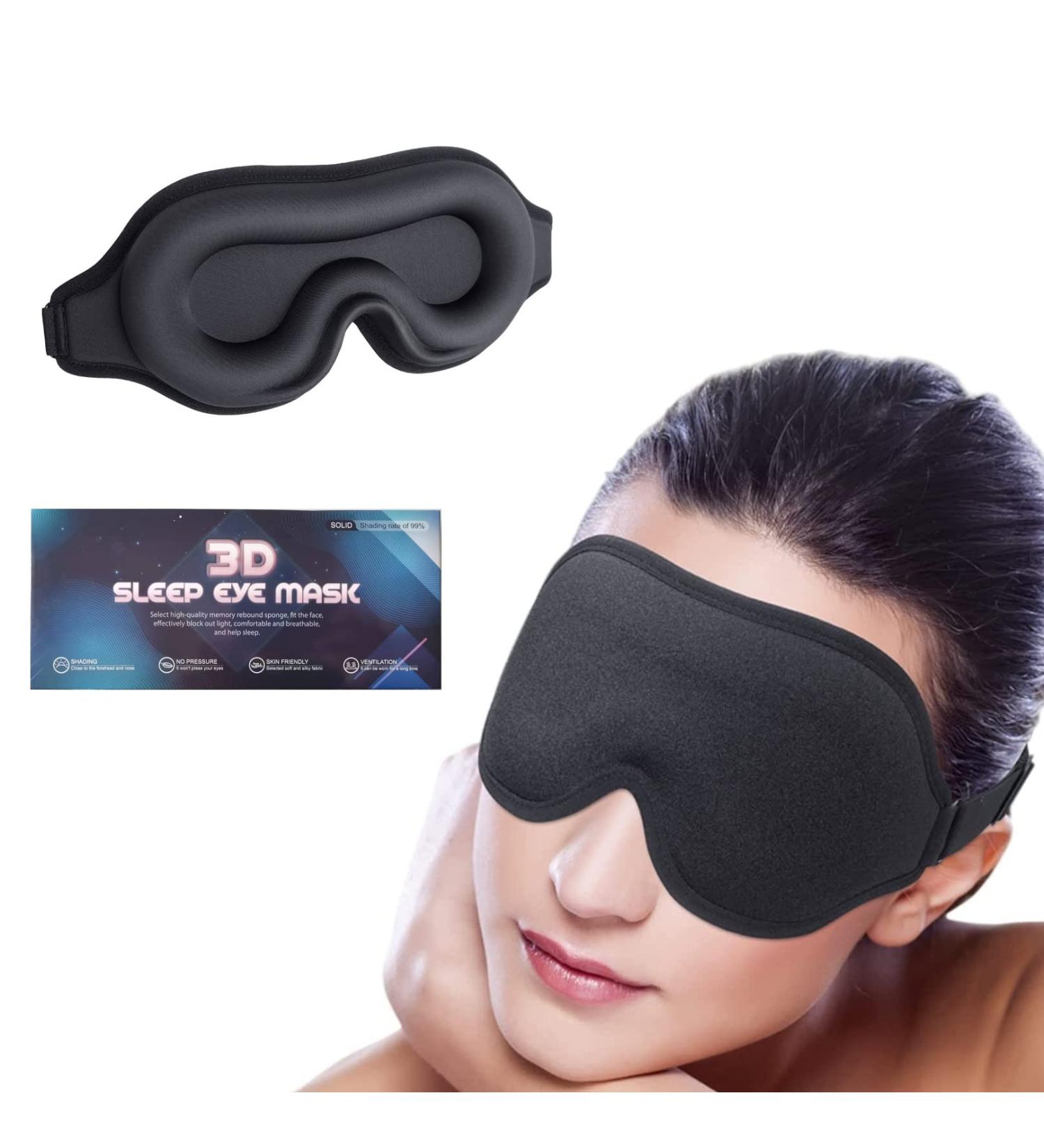 HUIBENYOU 3D Sleep Mask for Men and Women - Black, Soft and Comfortable Blindfold for Lunch Breaks, Insomnia, and Rest Anytime - 2pcs - Buy Online on SooperMarket.com