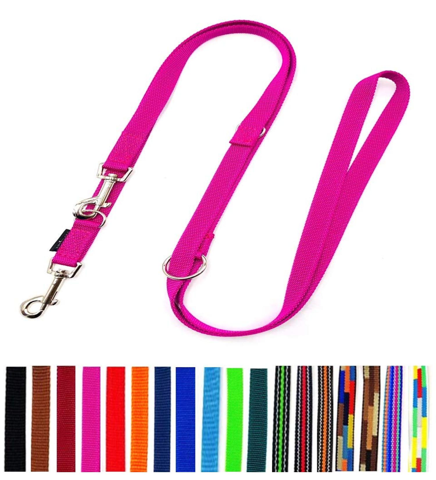 Dog leash double leash adjustable 2m / 2.40m / 2.80m / 3.50m / 5m large dogs 20mm/25mm (Lilac 20mm 5m) Lilac 20mm 5m