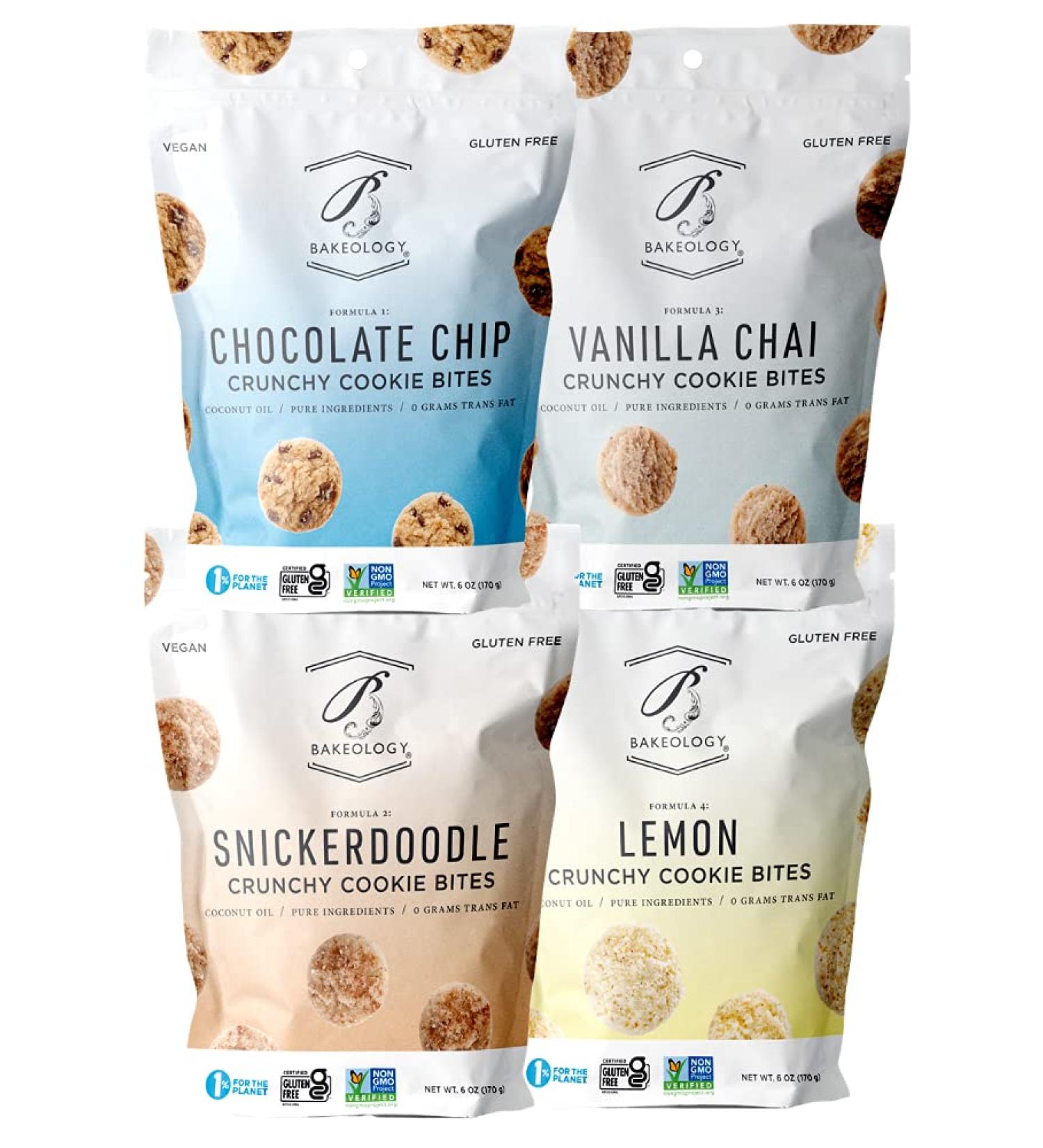 Bakeology Vegan Gluten-Free Mini Cookie Bites - Dairy-Free, Non-GMO, 0g Trans Fat (Variety Pack) - Buy Online on SooperMarket.com