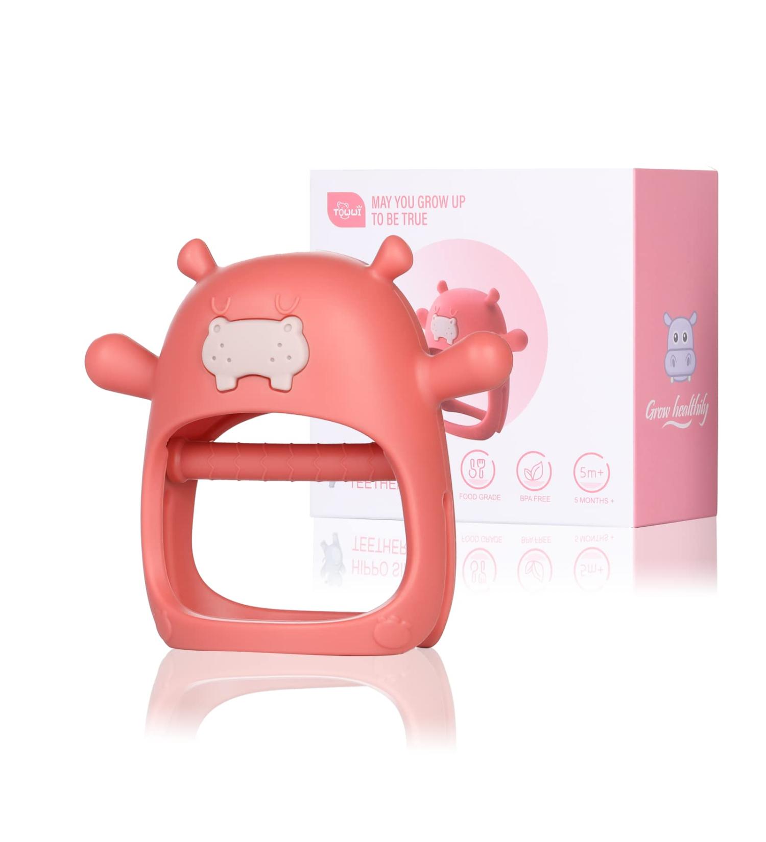 Buy Hippo Never Drop Silicone Baby Teeth Toys | Chewing Toys for 0-12 Months | Suction Pacifier & Car Seat Toy (Red) - International Shipping Available - Buy Online on SooperMarket.com