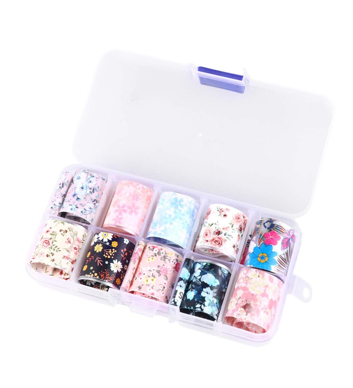 Flower Nail Foil 10 Sheet Vintage Floral Nail Transfers Decal Colorful Manicure Sticker for Wedding Party Holiday (Style F) - Buy Online on SooperMarket.com