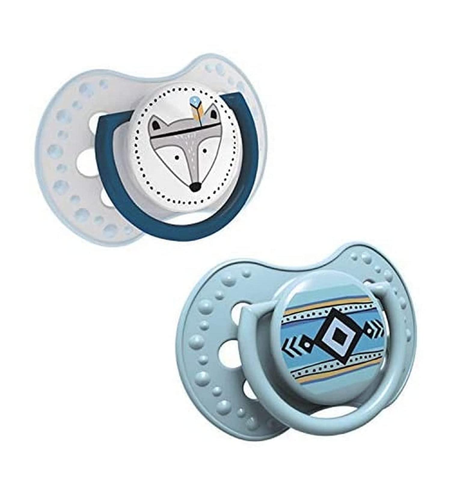 LOVI Dynamic Silicone Pacifier 0-3 Months - BPA Free Indian Summer Collection 2 Pack - Blue | International Shipping Available - Buy Online on SooperMarket.com