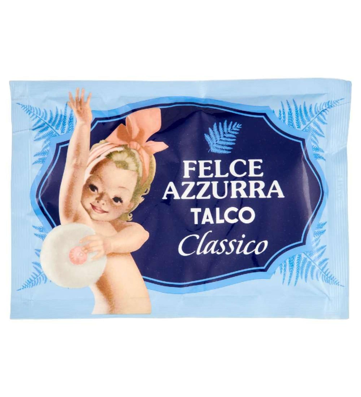 20x Paglieri Felce Azzurra Talco Classico body powder Talk powder 100 g refill and robusta in bags with an aroma-saver valve 1 000 grams of grains.