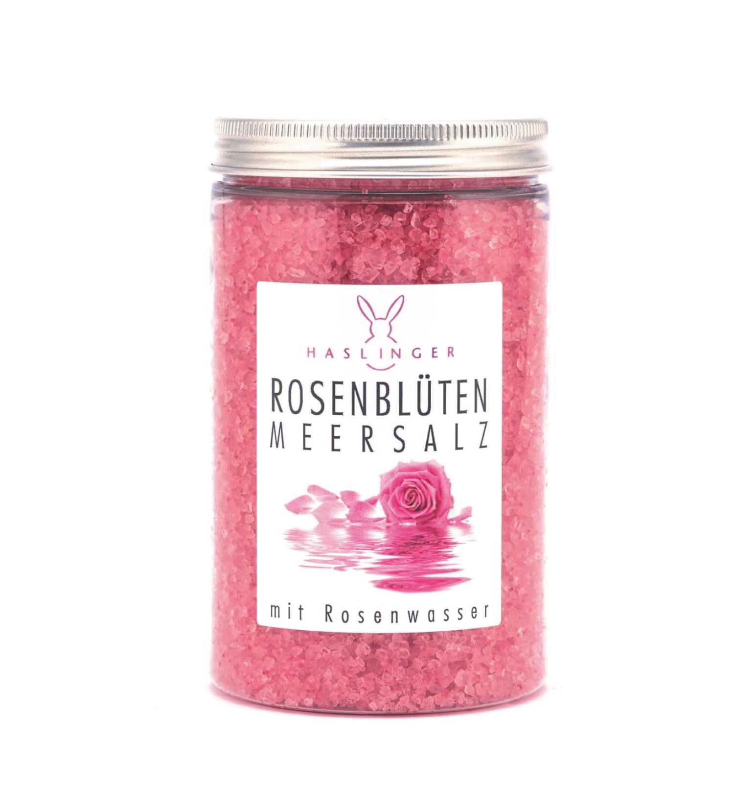 Haslinger rose petal sea salt bath additive with rose water 450 g