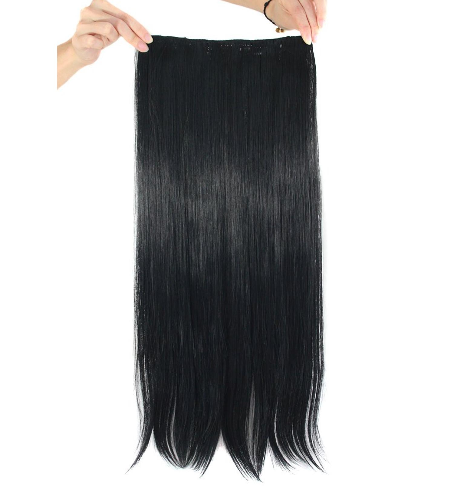 MapofBeauty 23" Long Straight Clip in Hair Extensions Hairpieces (Black) - Buy Online on SooperMarket.com