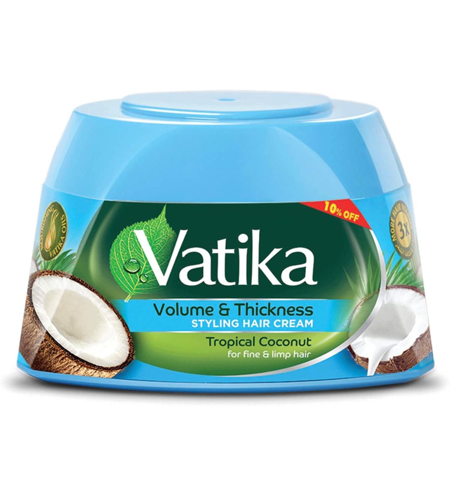 Vatika Volume & Thickness Styling Hair Cream - Tropical Coconut Nourishing Oils for Fine Hair - 140ml/4.9oz | Best eCommerce International Shipping - Buy Online on SooperMarket.com