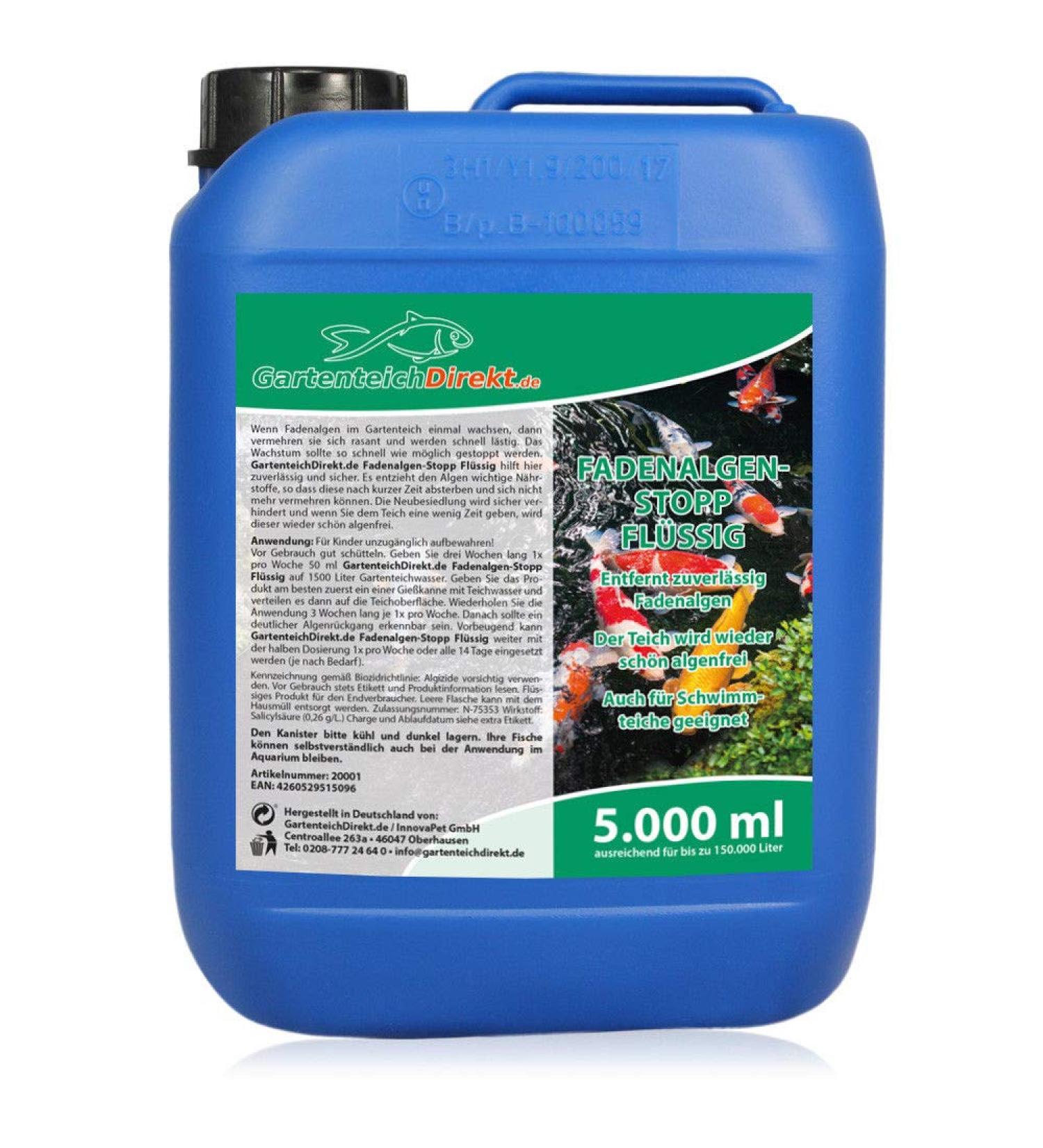 Gartenteich-Direkt Thread Algae Stop Liquid for Garden Pond - 5L | Fast & Reliable Algae Remover - Buy Online on SooperMarket.com