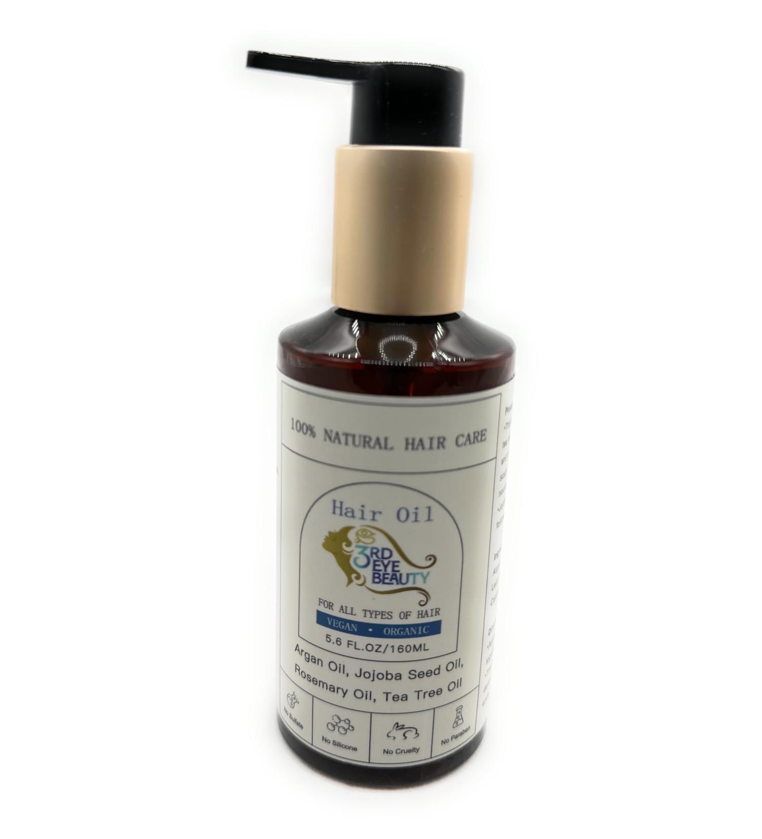 100% Natural Hair Oil | Argan Jojoba Rosemary & Tea Tree - Moisturize & Hydrate Dry Hair - Buy Online on SooperMarket.com