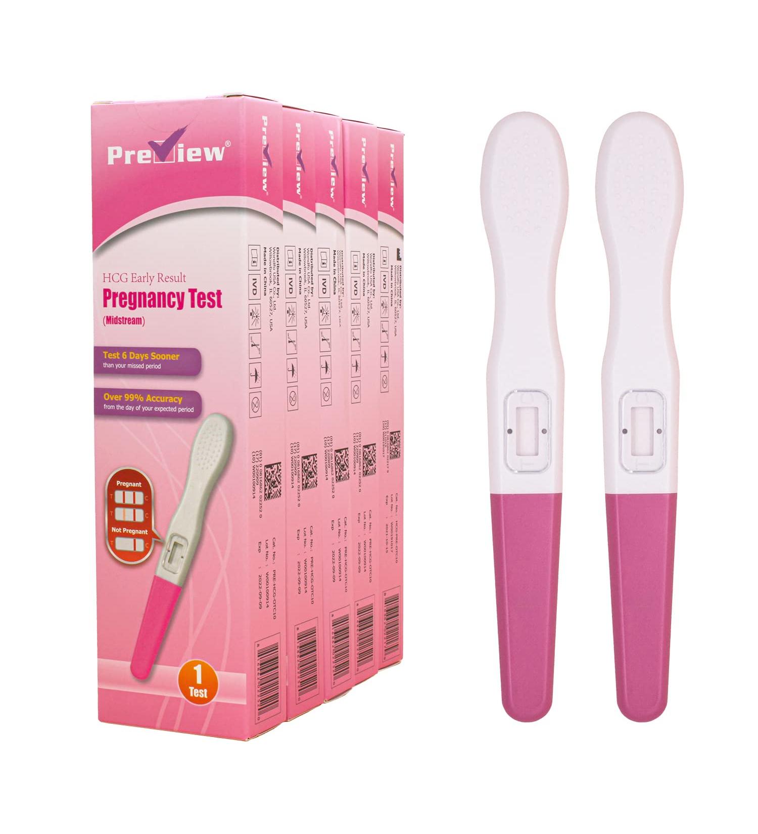Preview Early Result Pregnancy Test Kit 5 Count -6 Days Sonner Extra Sensitive HCG Urine at Home Test 1 count (Pack of 5) - Buy Online on SooperMarket.com