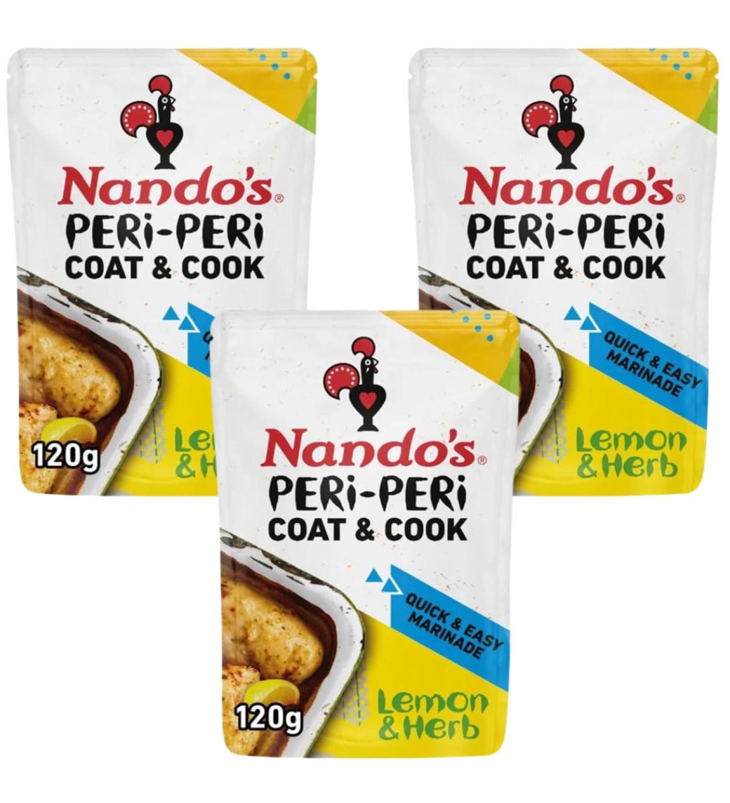Peri Peri Marinade Bundle With Nando's Coat 'n Cook Lemon & Herb Peri Peri Marinade 120g (3 Pack)