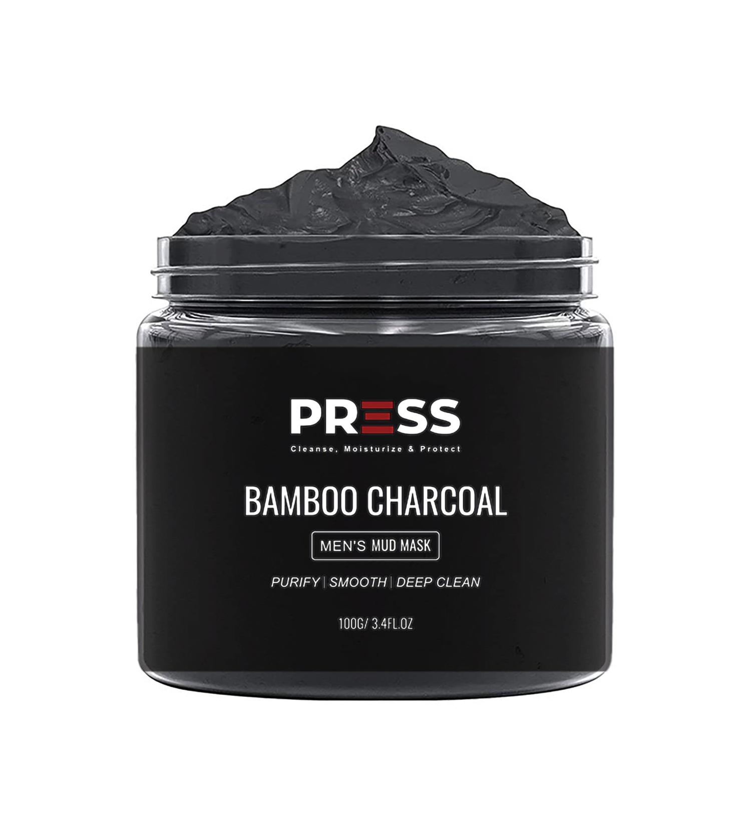 PRESS SKINCARE Bamboo Charcoal Face Mask - Exfoliating Mud Mask for Men | Pore Cleansing & Anti-Aging Hydration | 3.4 FL. OZ - Buy Online on SooperMarket.com