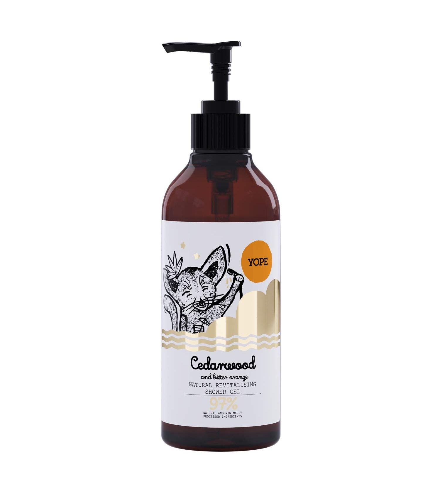 Yope Natural Shower Gel - Cedar & Bitter Orange | 97% Natural Ingredients | Regenerating & Moisturizing | 400ml - Buy Online on SooperMarket.com