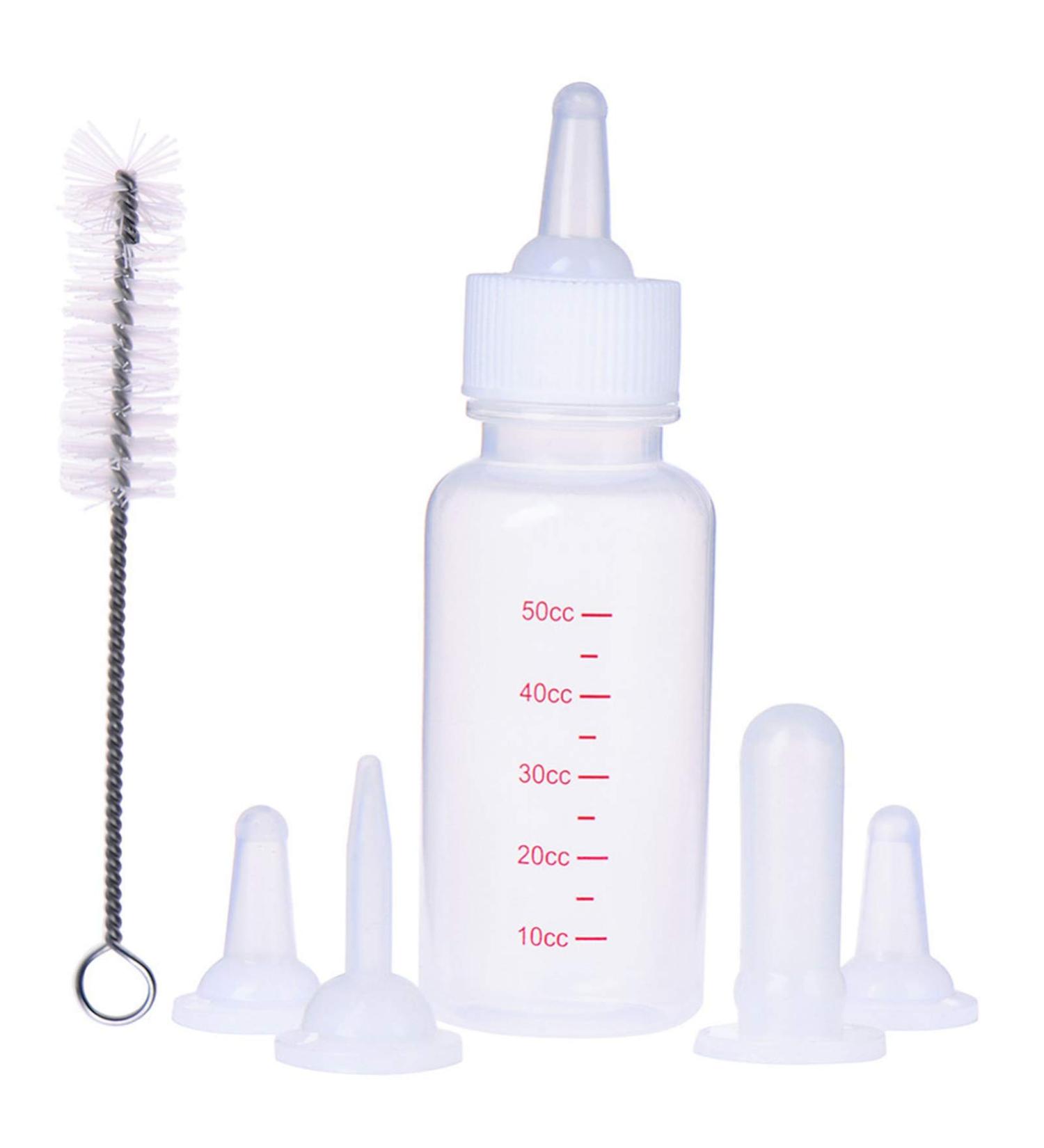 DoubleWood Nursing Bottle Kit with Replacement Nipple for Newborn Kittens, Puppies, Rabbits, Small Animals - Buy Online on SooperMarket.com
