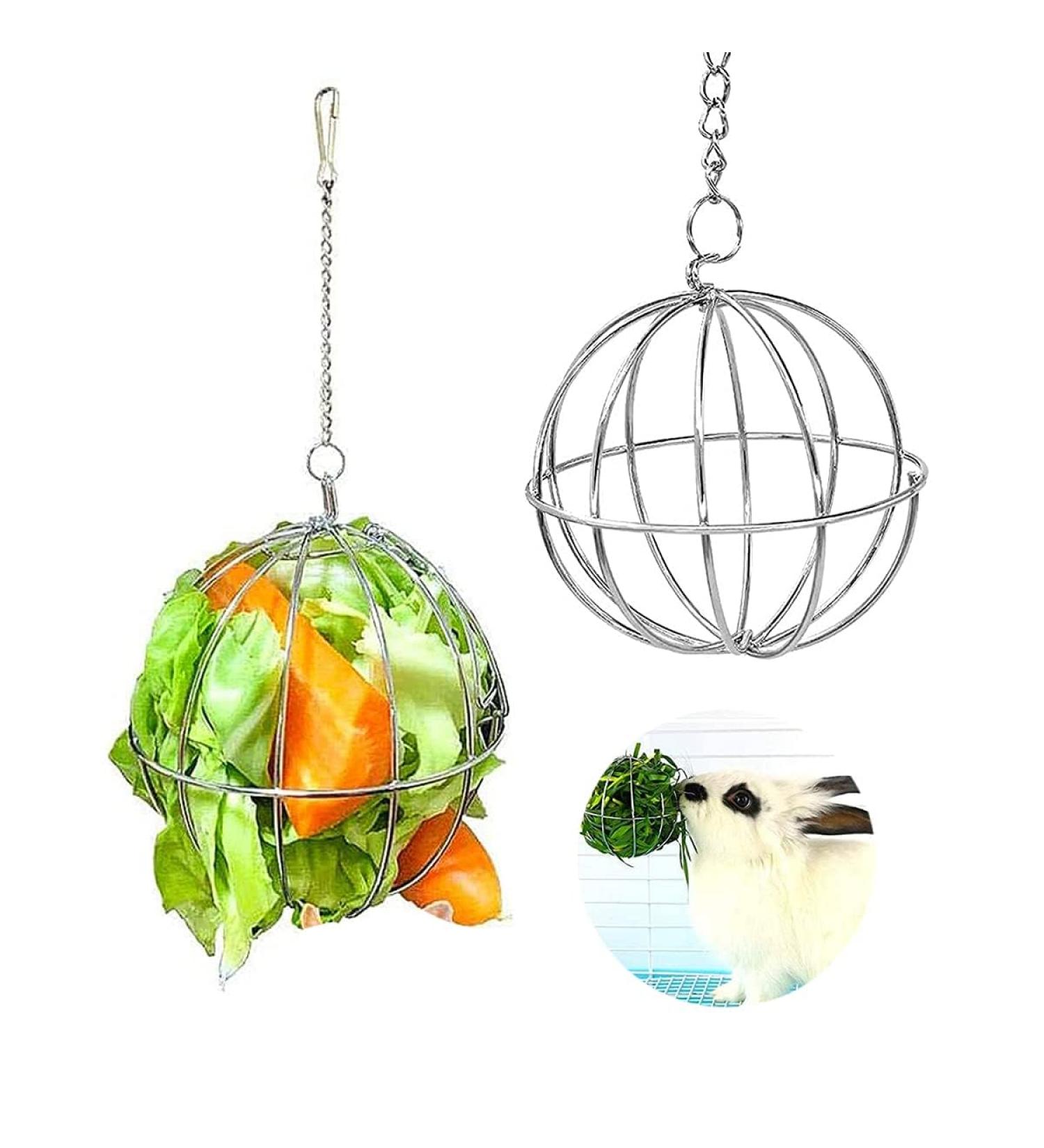 Esteopt Stainless Steel Feeder Ball Set for Guinea Pigs Hamsters & Rabbits - Durable Rodent Toy 2 Pieces Hay Ball for Small Animals - Buy Online on SooperMarket.com