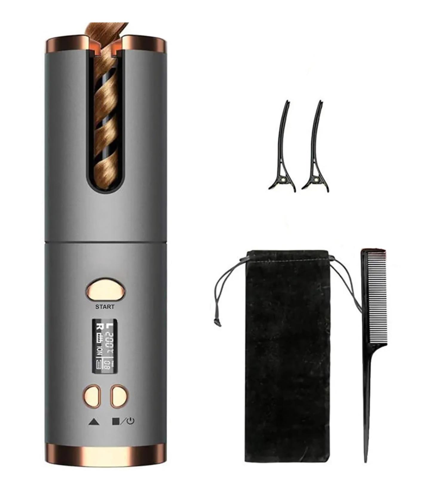 GeRRiT Cordless Automatic Hair Curler Set - Ceramic Wireless Curling Iron Wand Rechargeable & Portable Auto Shut-Off - Perfect for International Shipping - Buy Online on SooperMarket.com