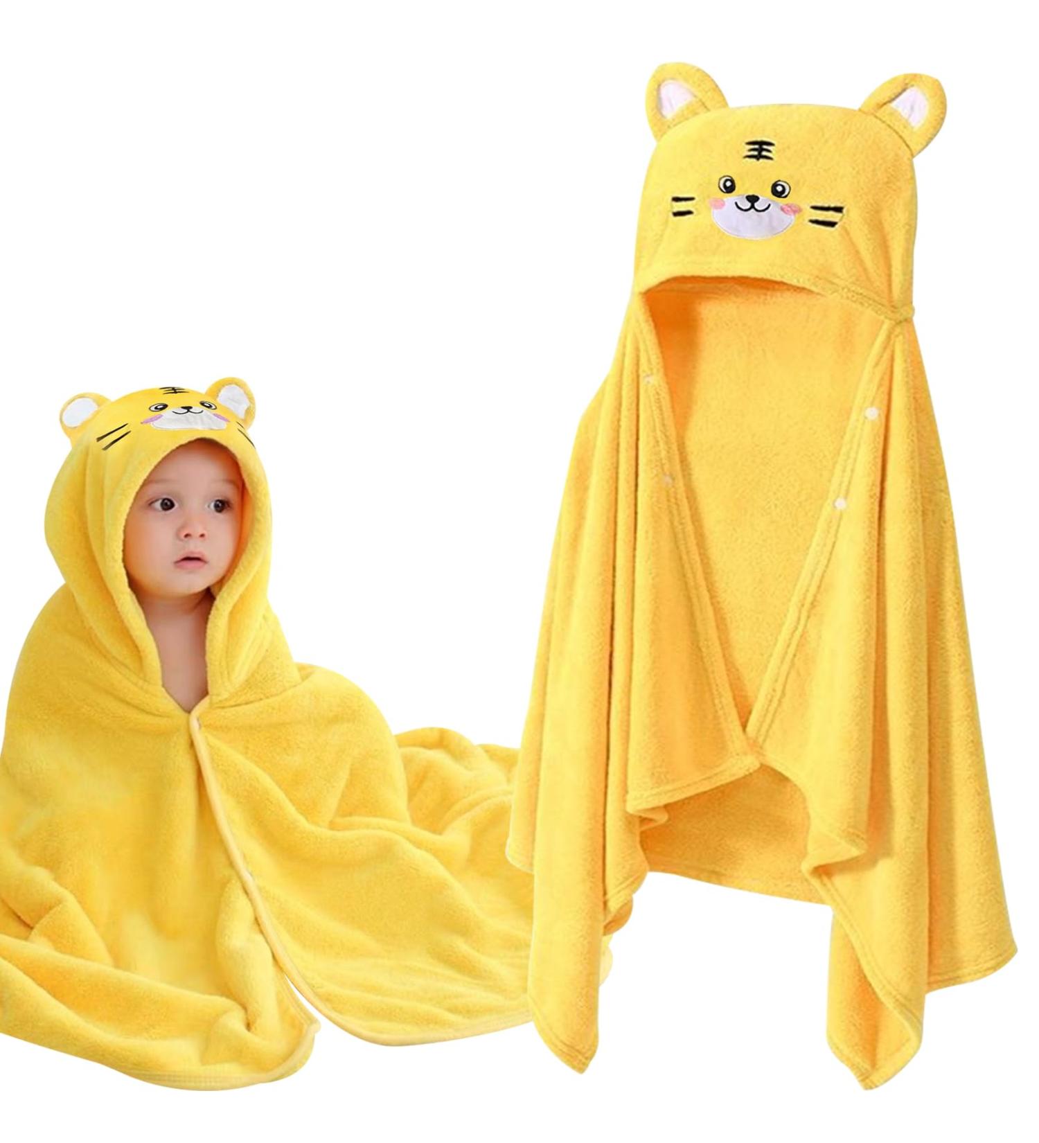 Funmo Baby Hooded Towel - Soft Super Absorbent 80x80 cm Bath Towel with Cute Patterns for Infants (0-5 Years) - Buy Online on SooperMarket.com