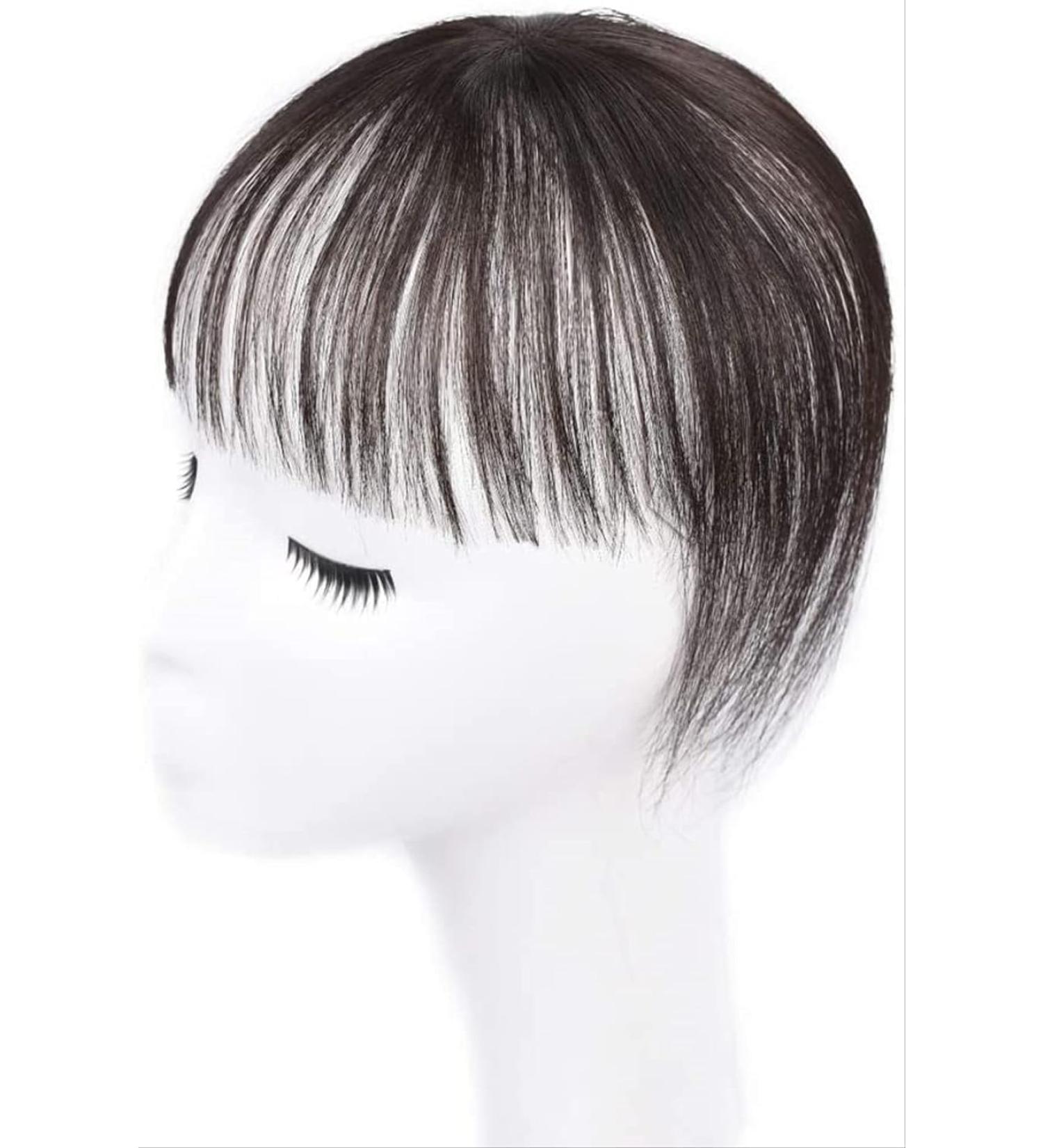 100% Real Human Hair Mini Fringe 3D Clip in Air Bangs Topper Cover fof Women Natural Looking One Piece Clip in Fringe Air Bangs Hair Extensions/909 - Buy Online on SooperMarket.com