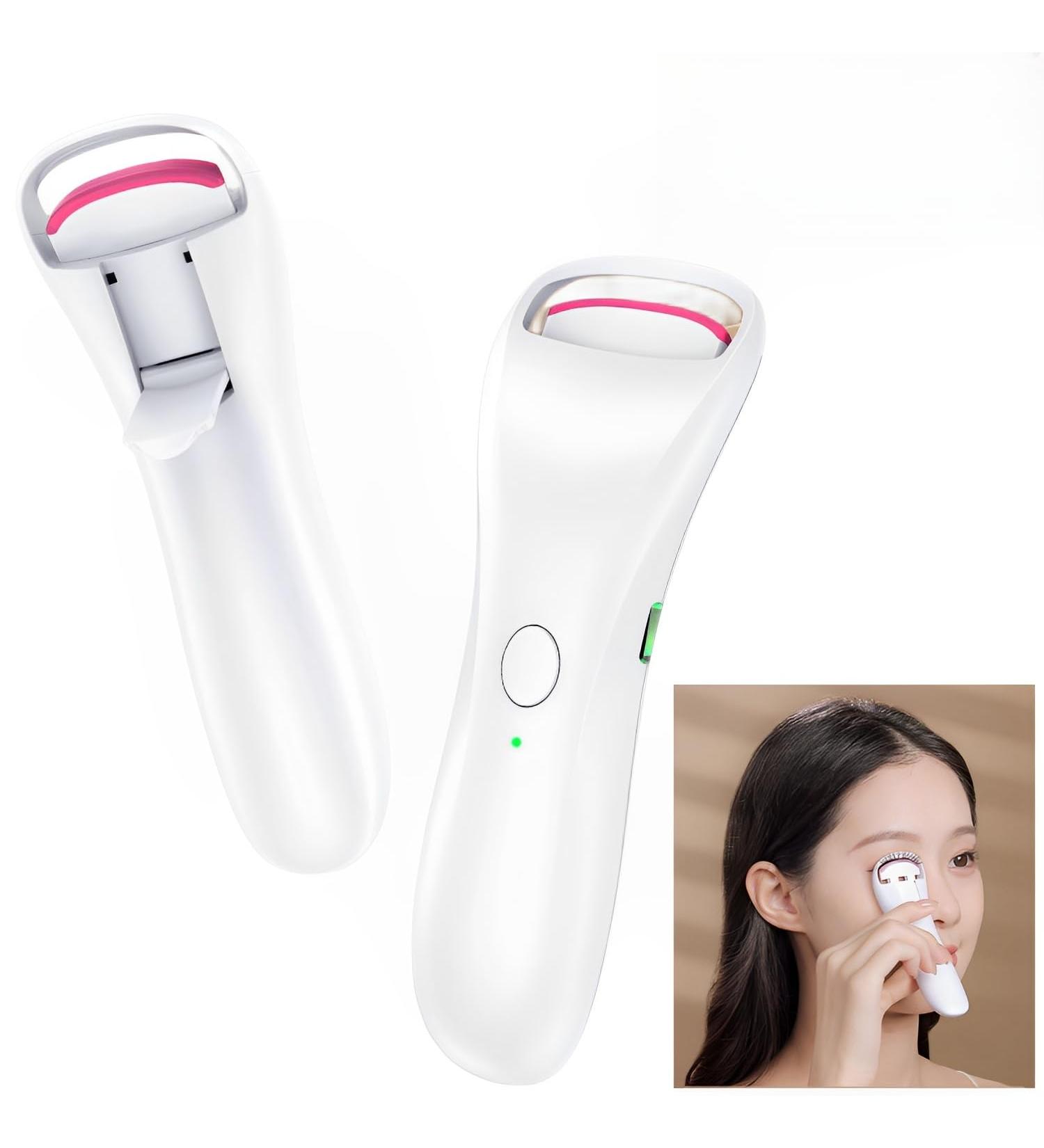 Rechargeable Heated Eyelash Curler - Long Lasting Curl Color Changing Silicone Fits Eye Design - Buy Online on SooperMarket.com