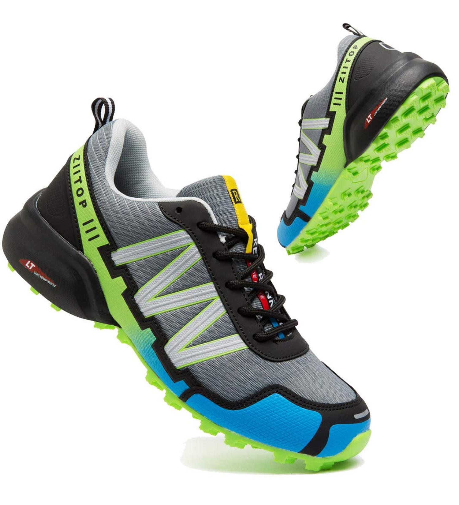 Men's Waterproof Trail Running Shoes - Gray Green-1 | Hiking & Outdoor Sneakers - Buy Online on SooperMarket.com