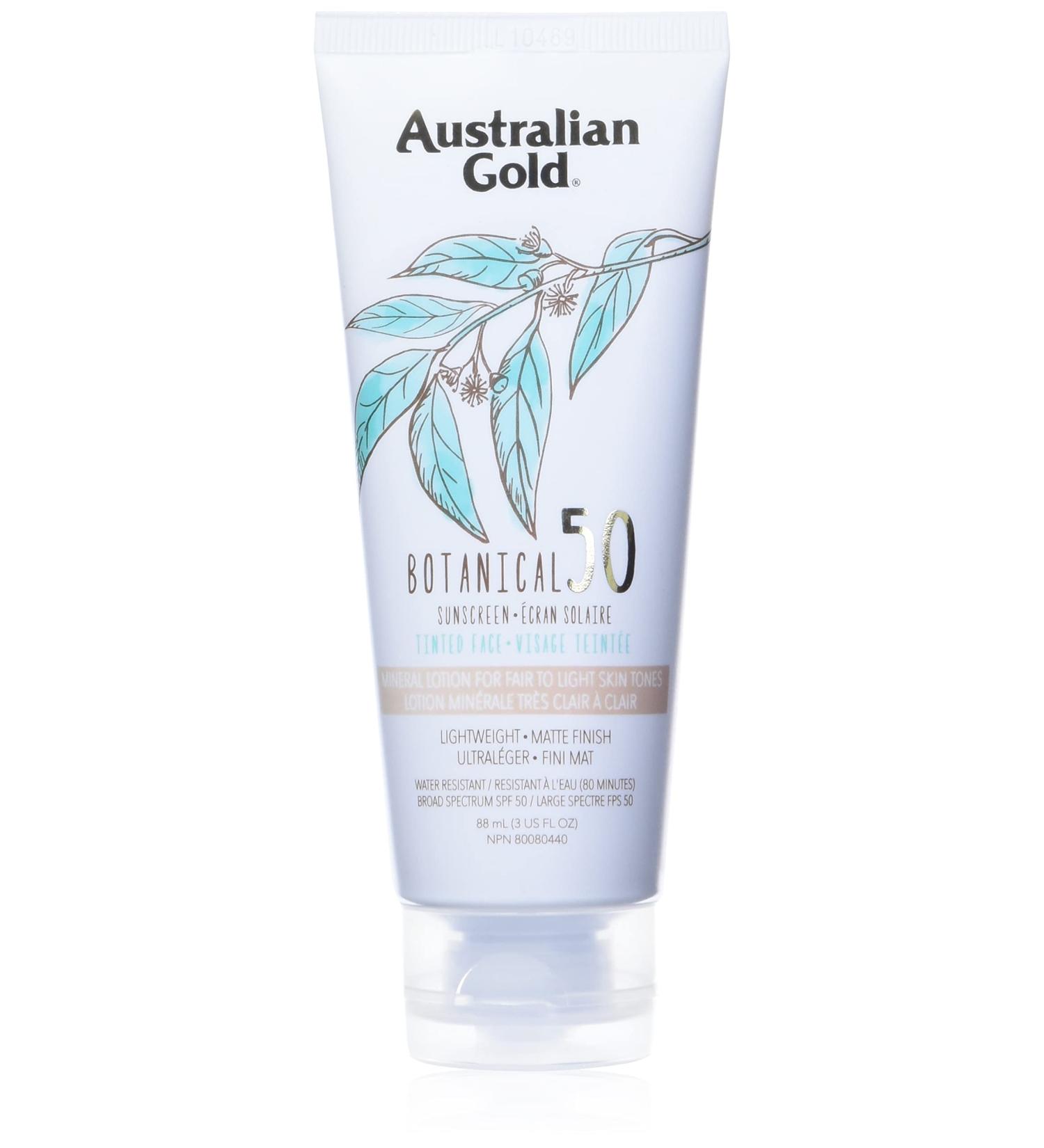 Australian Gold SPF 50 Botanical Tinted Face Mineral Sunscreen 3OZ Fair to Light Skin Tone Mineral Suncreen - Buy Online on SooperMarket.com