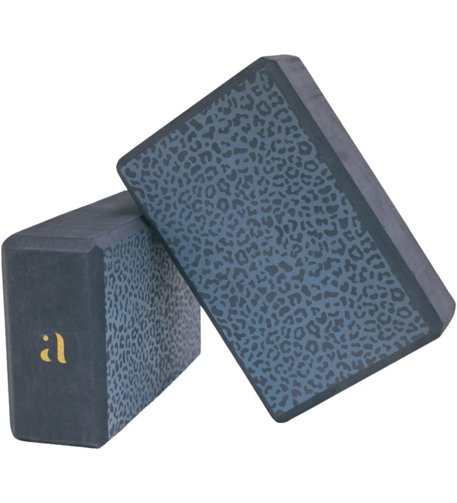 Yoga Blocks 2 Pack - High Density Lightweight EVA Foam - Leopard Print Yoga Bricks - Home and Travel Set - Buy Online on SooperMarket.com