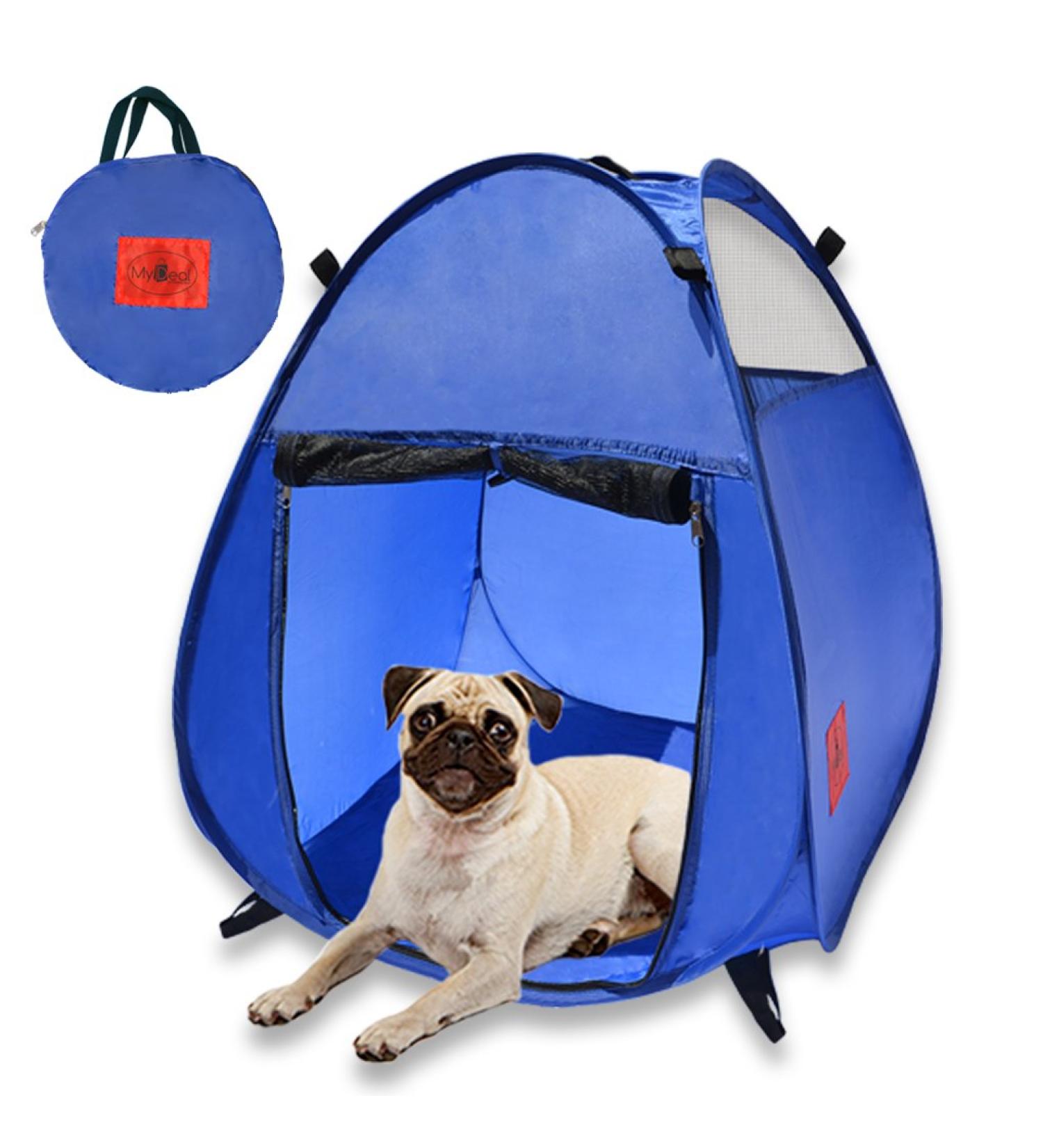 MyDeal Pop Up Pet House in a Bag - Portable Play Pen with 3 Net Windows and Zipper Door for Dogs, Cats, Rabbits - Shelter and Safety on the Go - Buy Online on SooperMarket.com