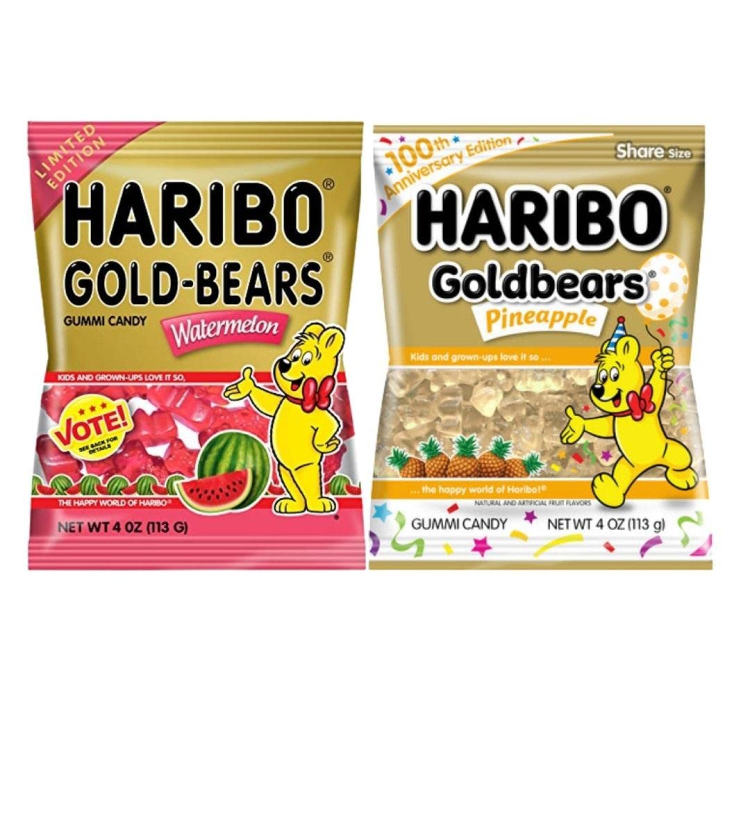 Haribo Goldbears Gummi Candy 4 oz. Pack - Watermelon Pineapple Gummy Bears (2 Count) - Buy Online on SooperMarket.com