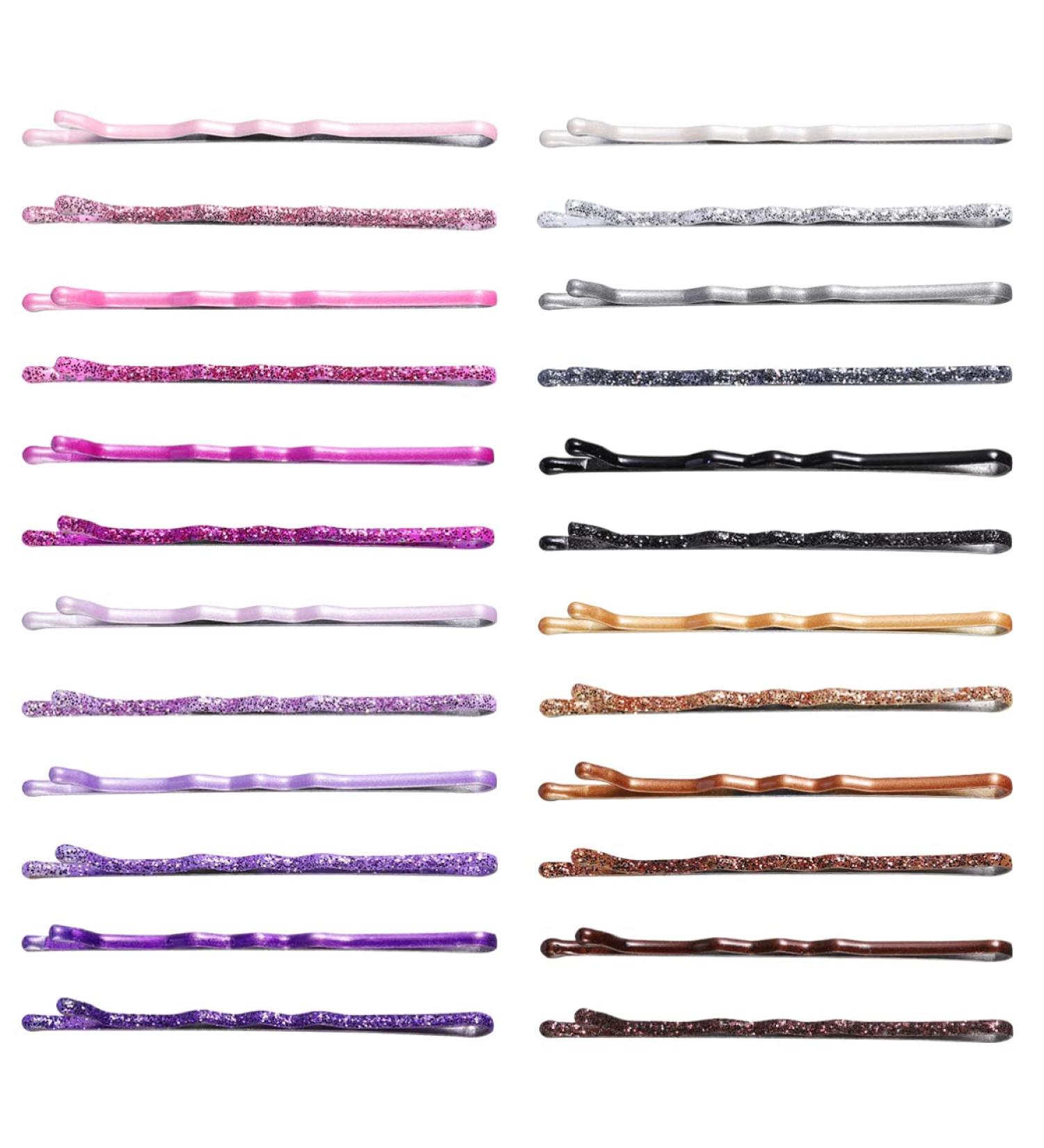 96pcs Glitter Powder Hair Clips: Golden Pink Purple Black Styling Barrettes - Buy Online on SooperMarket.com