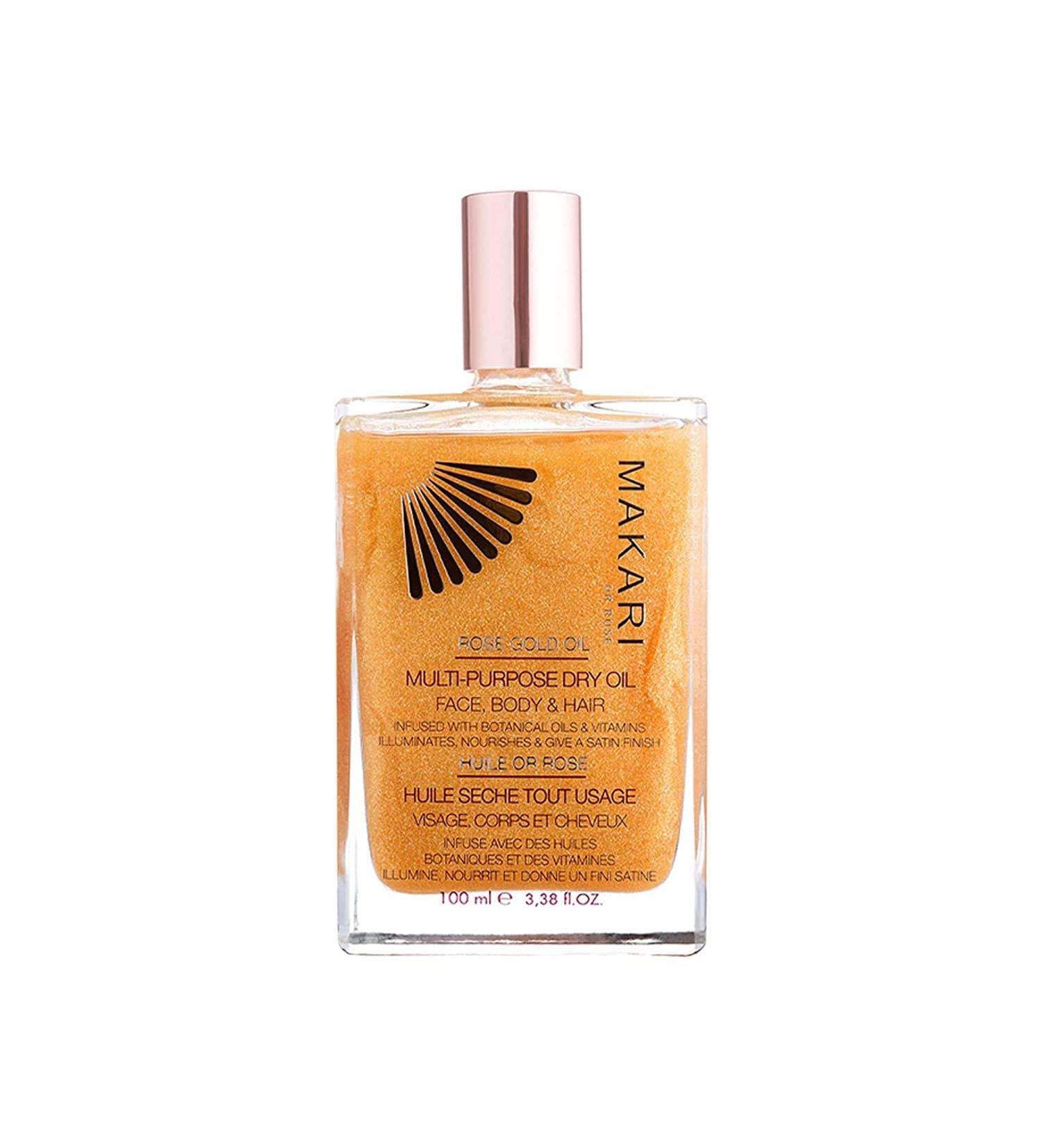 Makari 24K Rose Gold Shimmer Oil - Multi-Purpose Dry Body Oil with Real Gold Flakes - 3.38 fl oz - Buy Online on SooperMarket.com