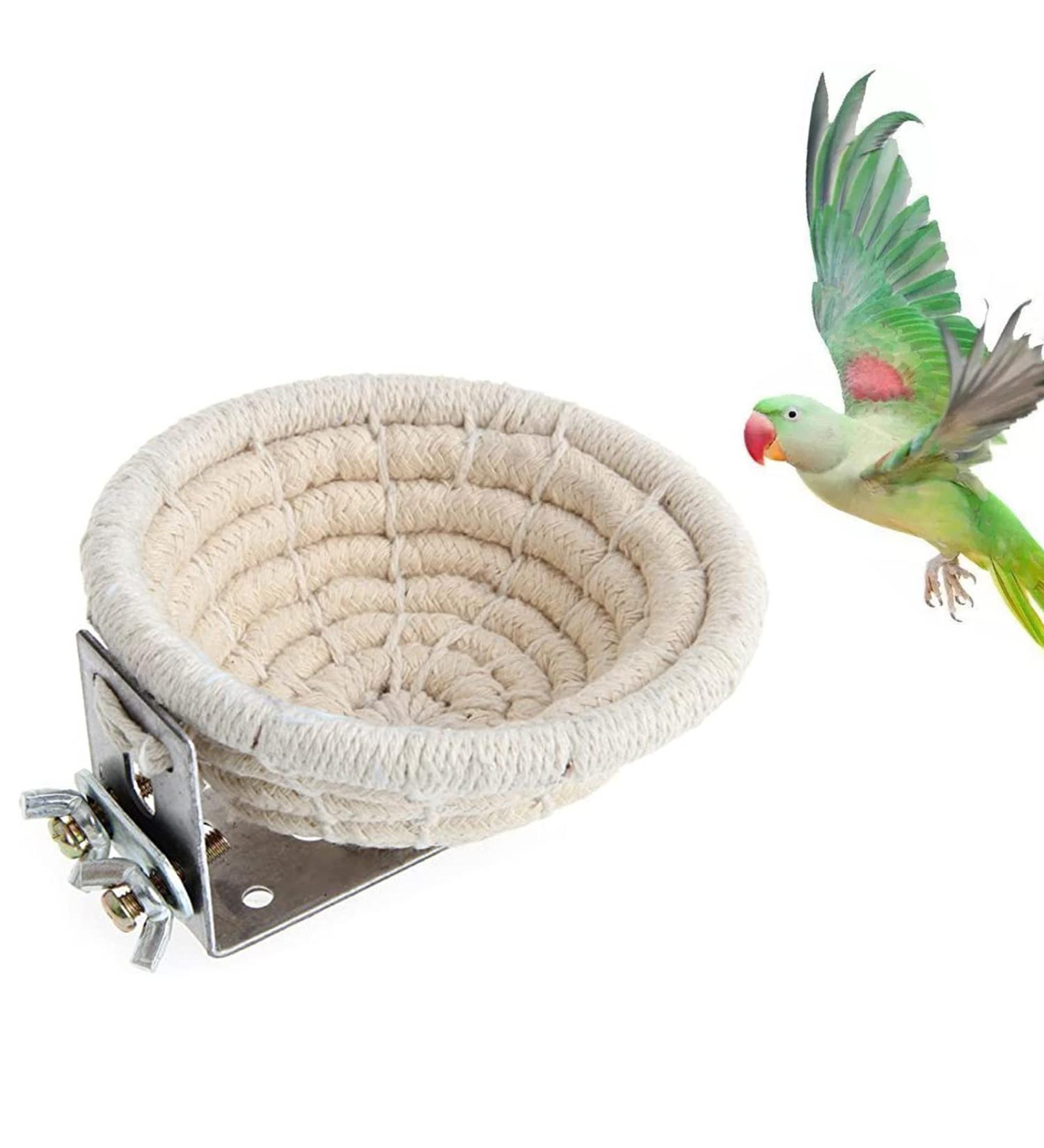 Bird Cage Nest Cotton Weave Hemp Rope Bird House Bed Hatching Nesting Box with 2 Fixing Screws Parrot Cage Hatching Nesting Box for Budgie Cockatiel Lovebird - Buy Online on SooperMarket.com