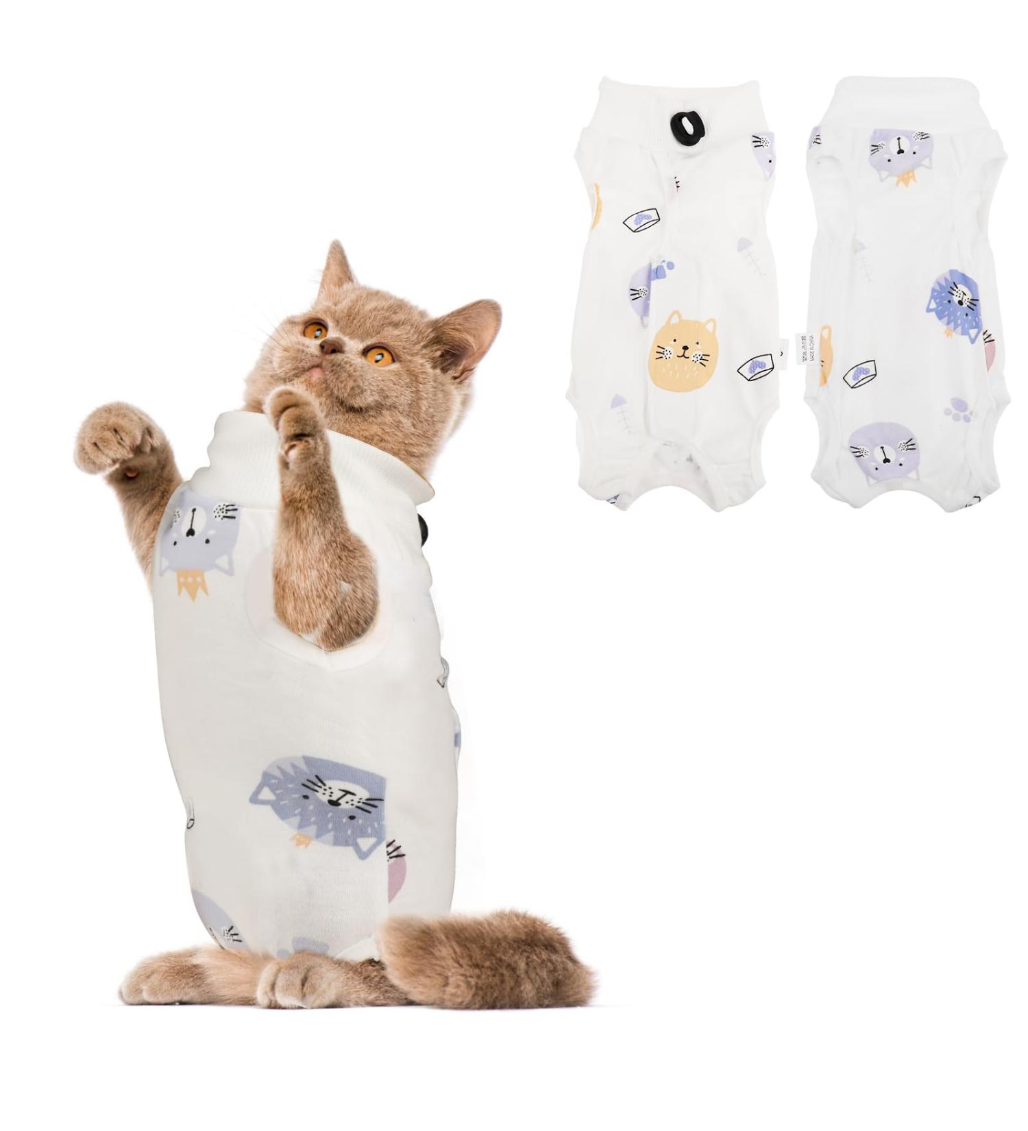 WLLHYF Cat Surgery Recovery Suit Breathable Kitten Onesie Full Bodysuit Clothes Post Neuter Surgery Spay Cone Anti Licking Abdominal Wound Protector for Small Male Female Pets (Medium) - Buy Online on SooperMarket.com