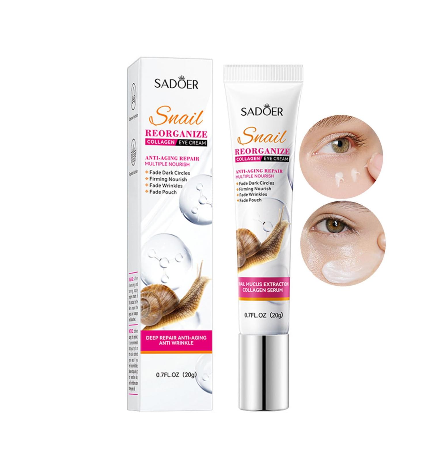 Snail Repair Eye Cream - Anti-Aging Hydrating Dark Circle Reducer with Snail Mucin & Collagen - Buy Online on SooperMarket.com