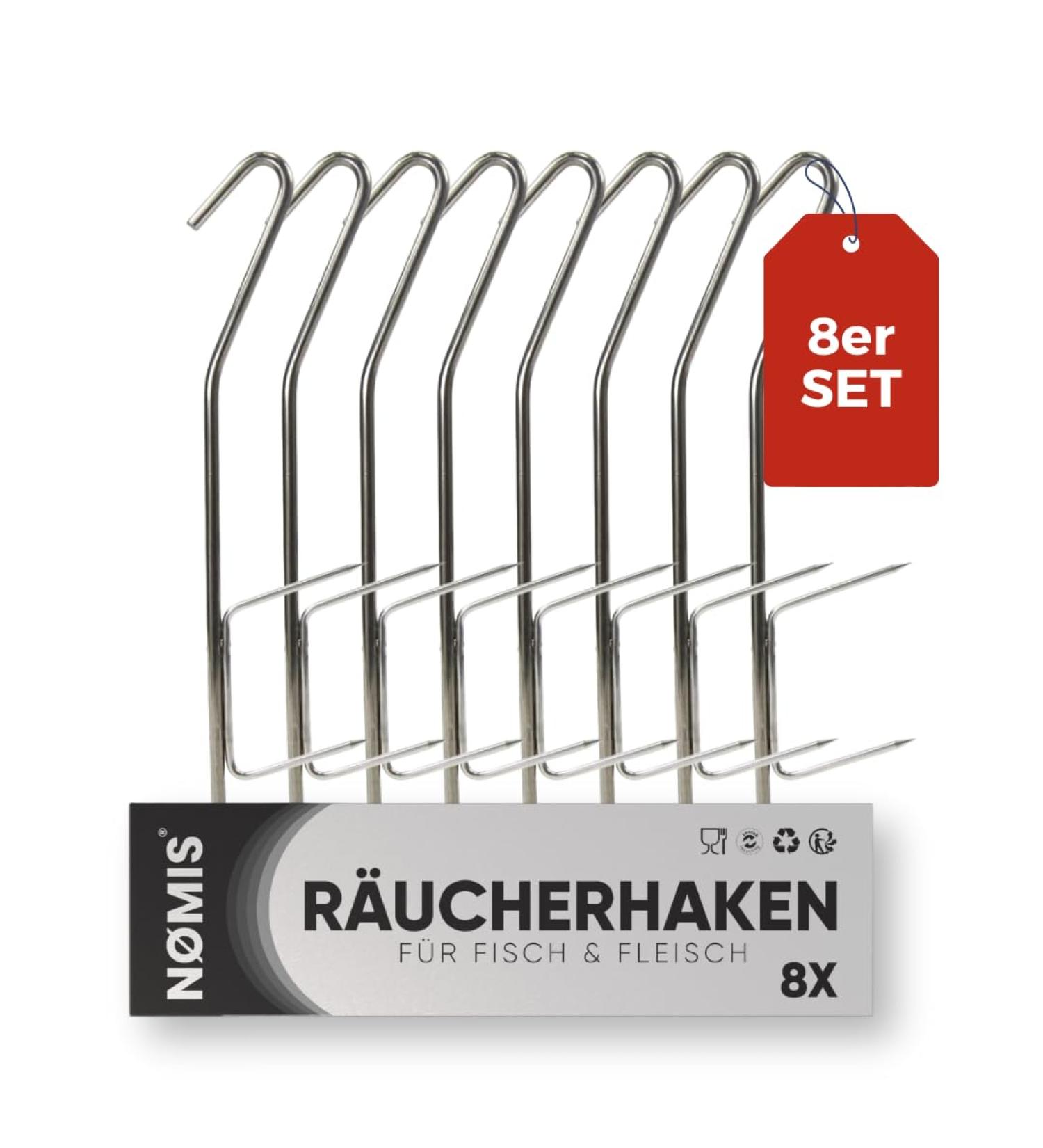 Premium Stainless Steel Smeck Hook Set - 21cm Meat & Fish Smoking Hooks for Trout Salmon Eel - Ideal Smoked Chips Accessories (8 Pack) - Buy Online on SooperMarket.com