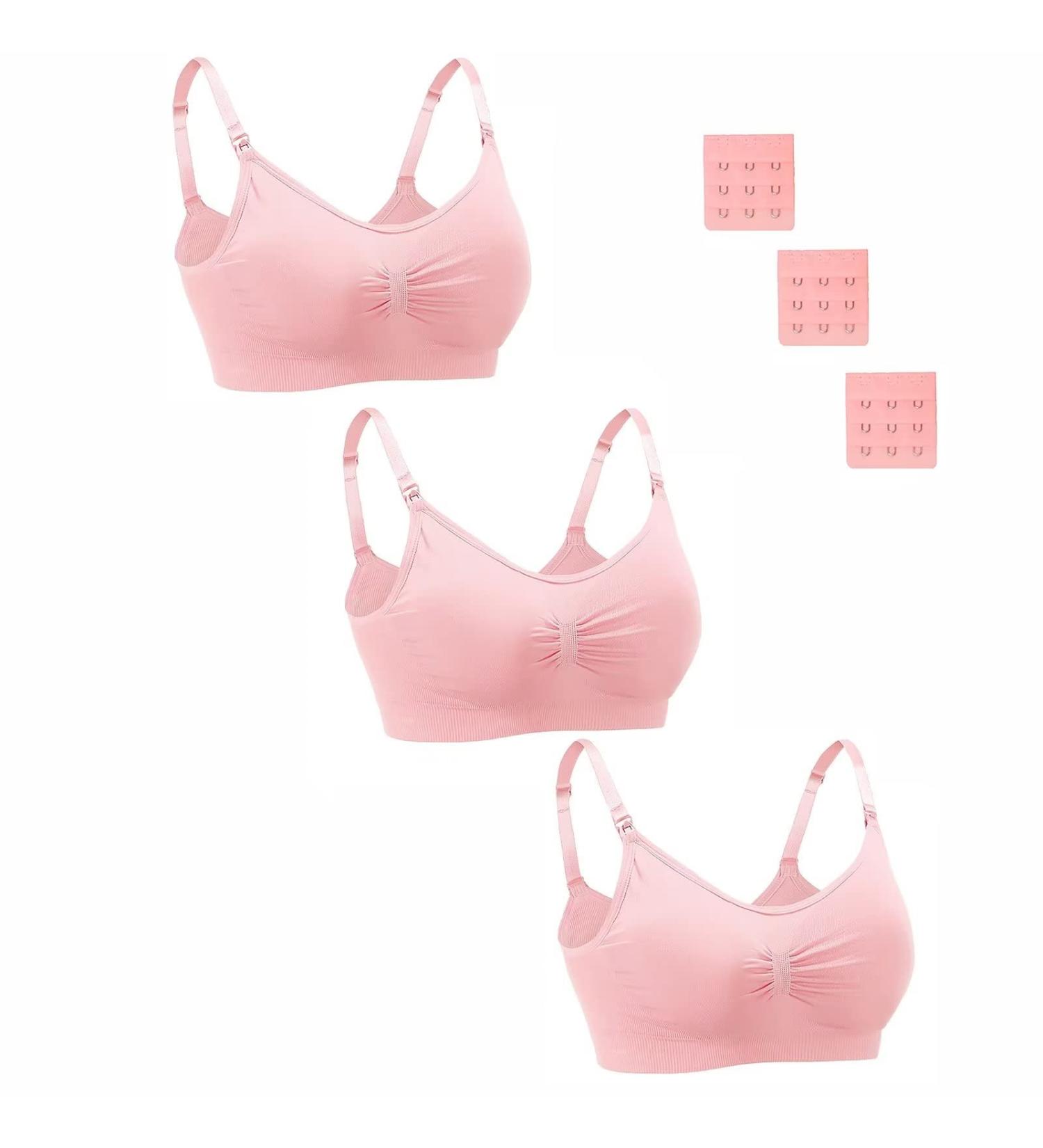 Dreamburn Maternity Nursing Bra | Wireless Seamless Comfort | XXL 3*pink | Adjustable Hooks & Removable Pads - Buy Online on SooperMarket.com