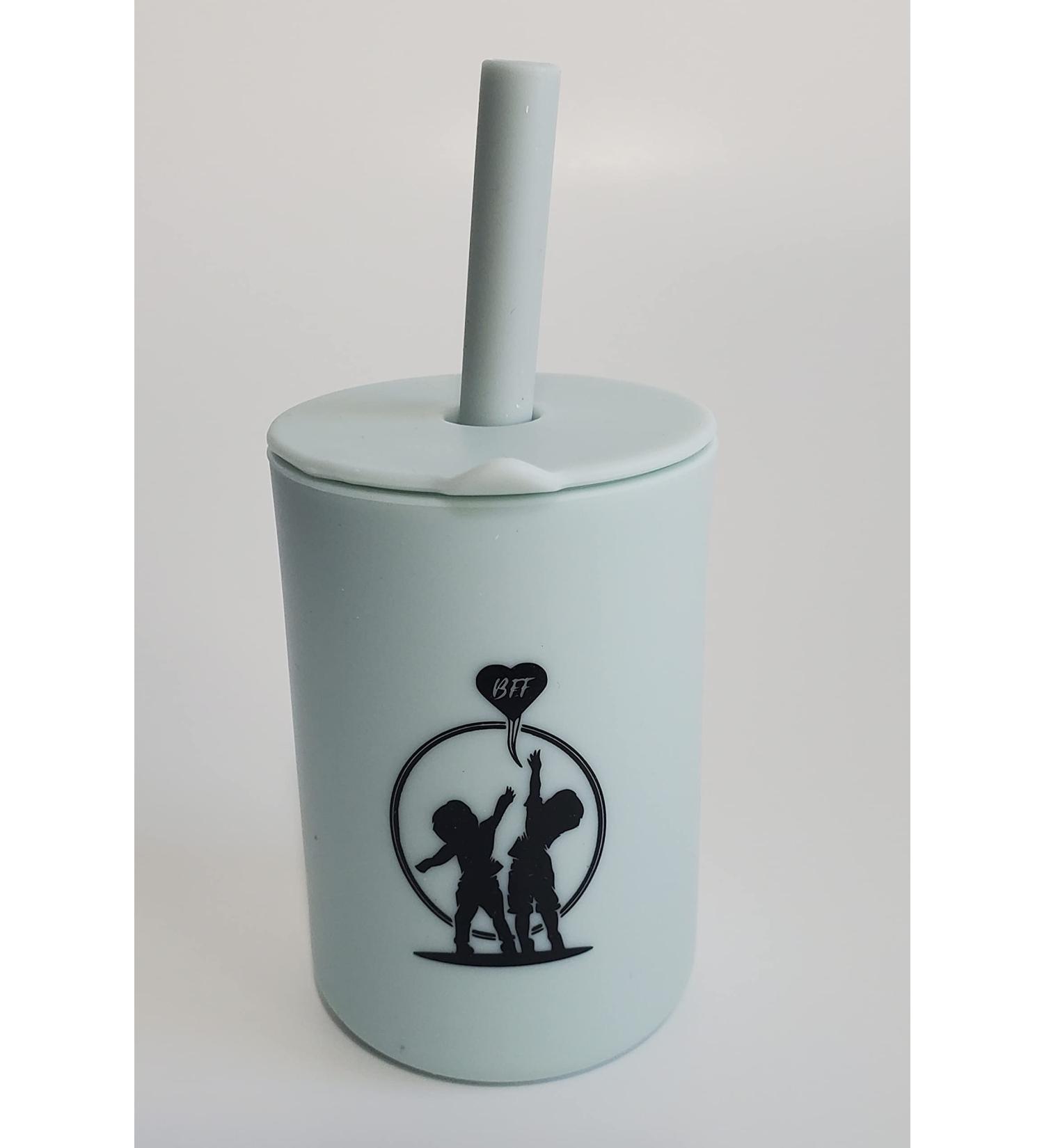 Silicone Toddler Training Cup | Sippy Cup with Straw | Non-Slip & Unbreakable | BPA-Free | Ice Blue with BFF Logo - Buy Online on SooperMarket.com