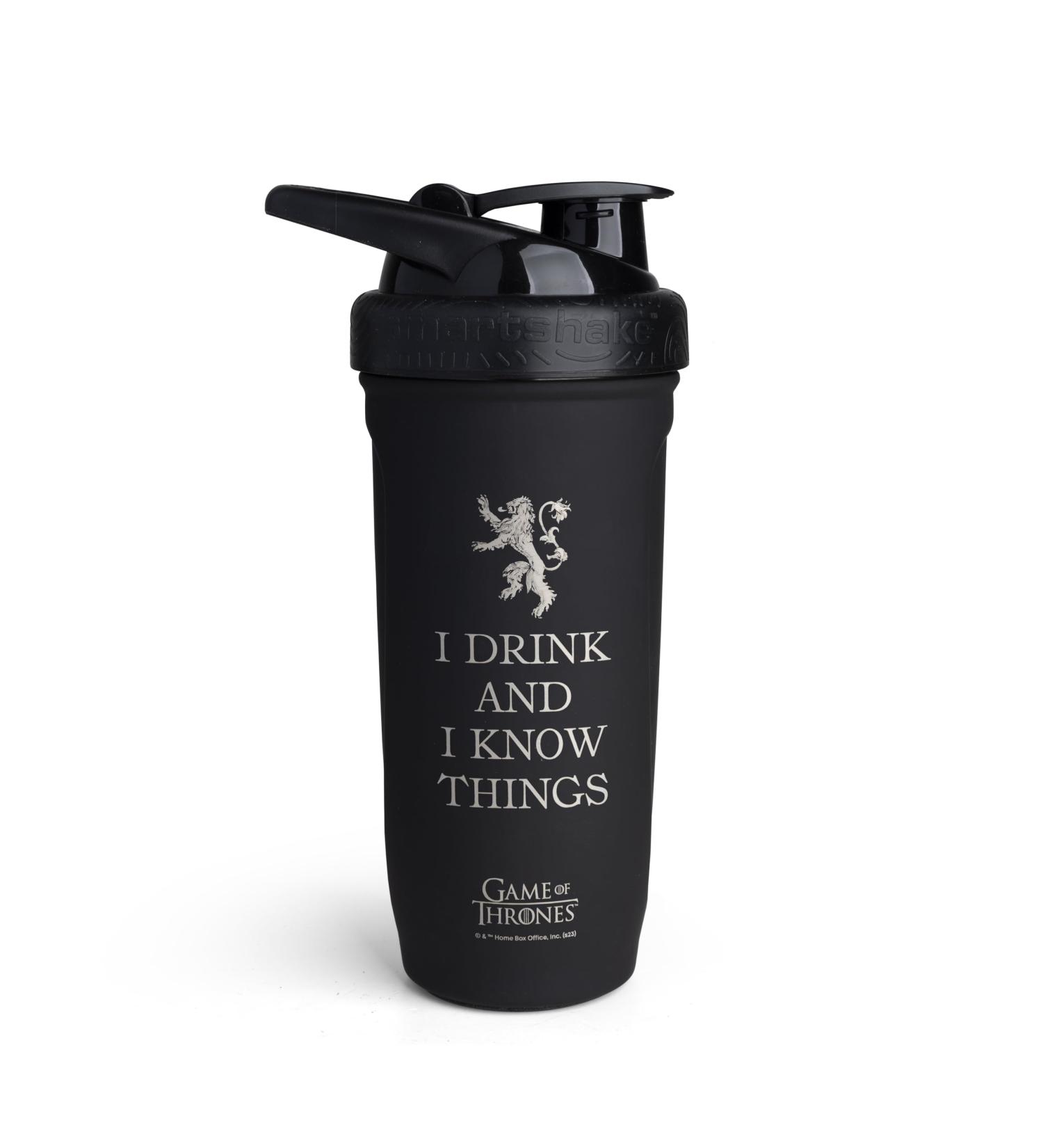 Smartshake Reforce Stainless Steel Game of Thrones I Know Things Shaker bottle (900 ml) |Light resistance sports shaker bottle with a soft lid |Refrested BPA-free and dehp-free i drink and i know Things 900ml