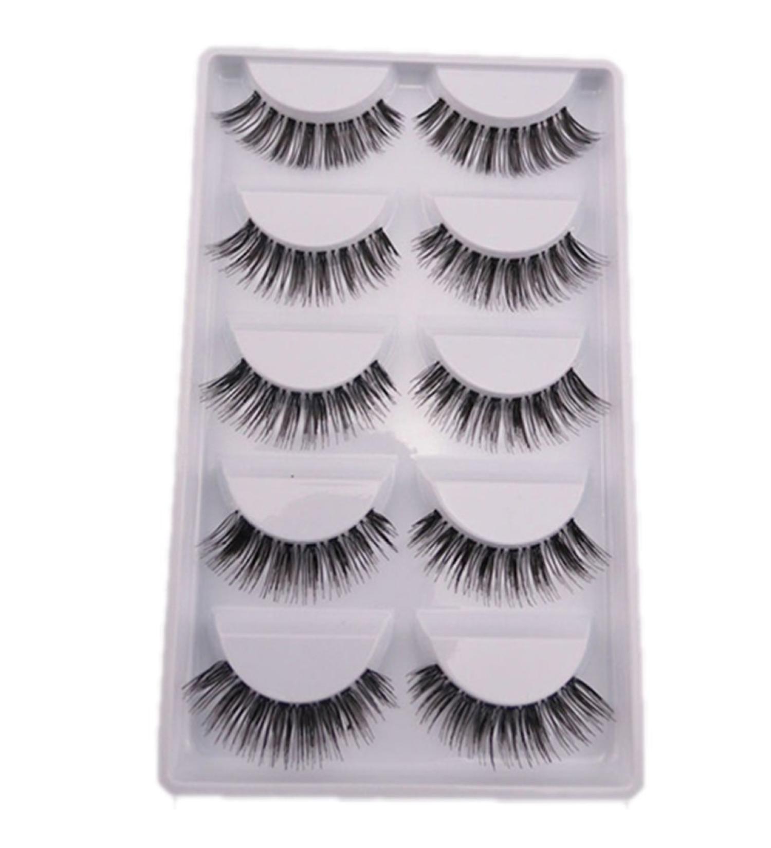 Bluelans 5 Pairs Natural Look Fake Eyelashes - Premium False Eyelash Extensions for Makeup | International Shipping Available - Buy Online on SooperMarket.com