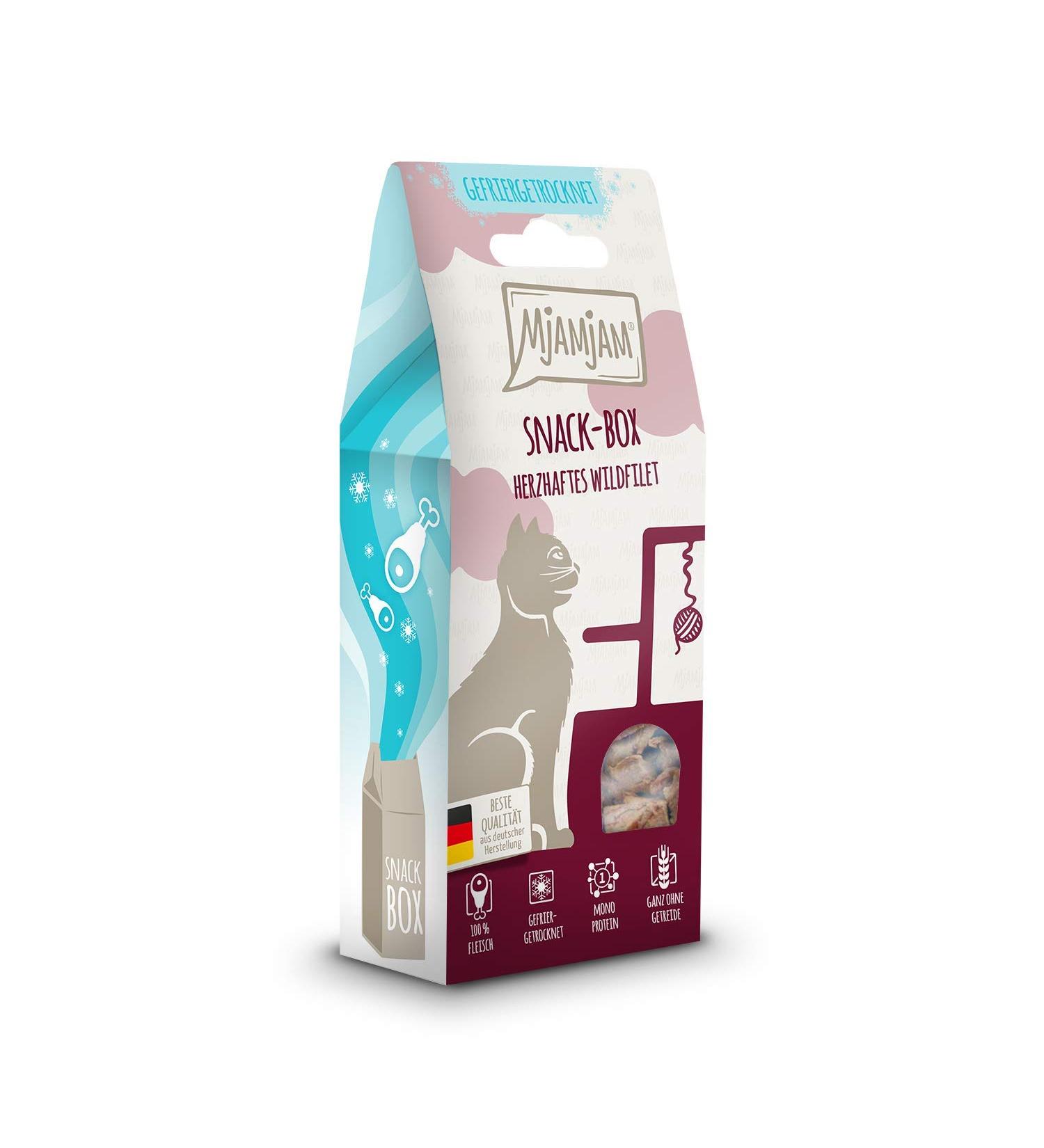 Mjamjam Premium Cat Snack Box - Hearty Wild Fillet 35g - Natural No Synthetic Preservatives - International Shipping Available - Buy Online on SooperMarket.com