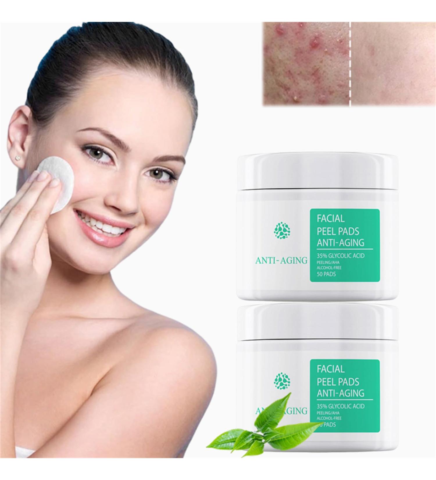 Glycolic Acid Peel Pads - 35% Exfoliating Wipes for Face & Body | Vitamin B5 & Tea Tree Oil | Minimize Pores & Uneven Skin Tone (2 Pcs 2.82oz) - International Shipping - Buy Online on SooperMarket.com