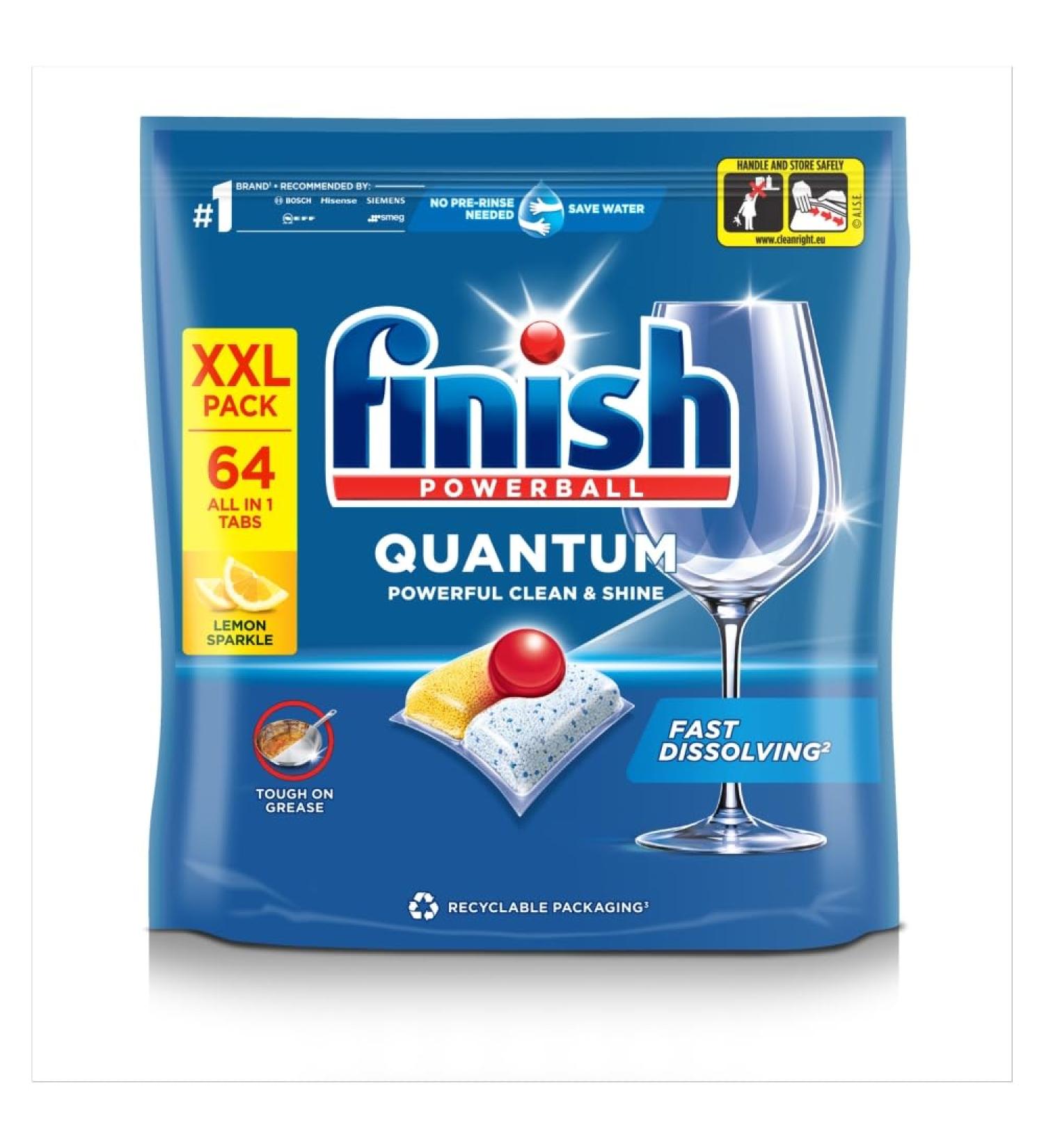 Finish Quantum All In One Lemon Dishwasher Tablets 64pk