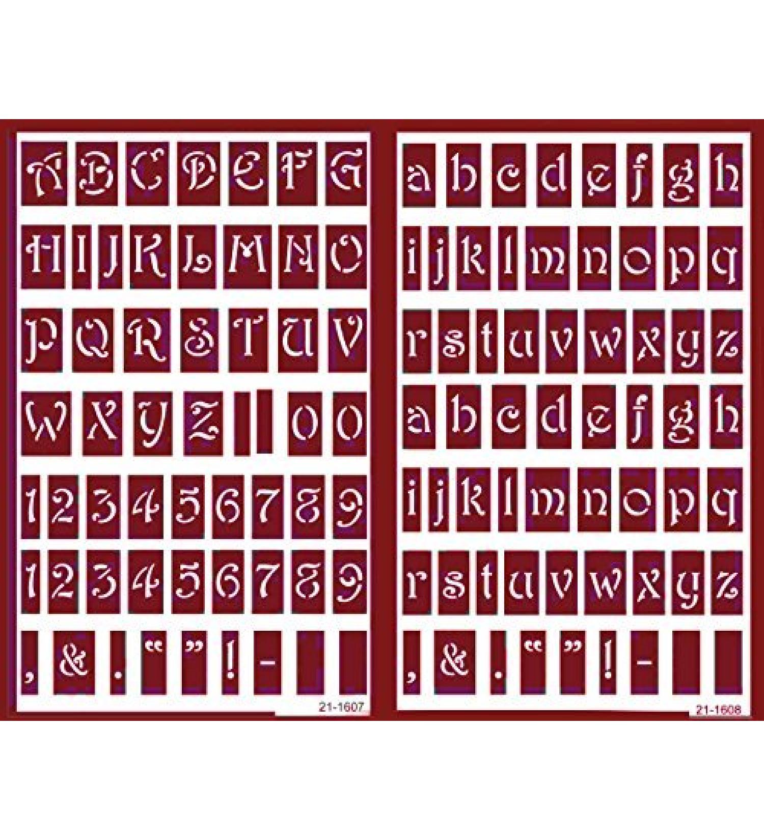 Over 'n' Over Reusable Self-Stick Etching Stencil for Glass or Stamping | Bundle of 2 Items | Lowercase Alphabet and Capital Letters with Numerals