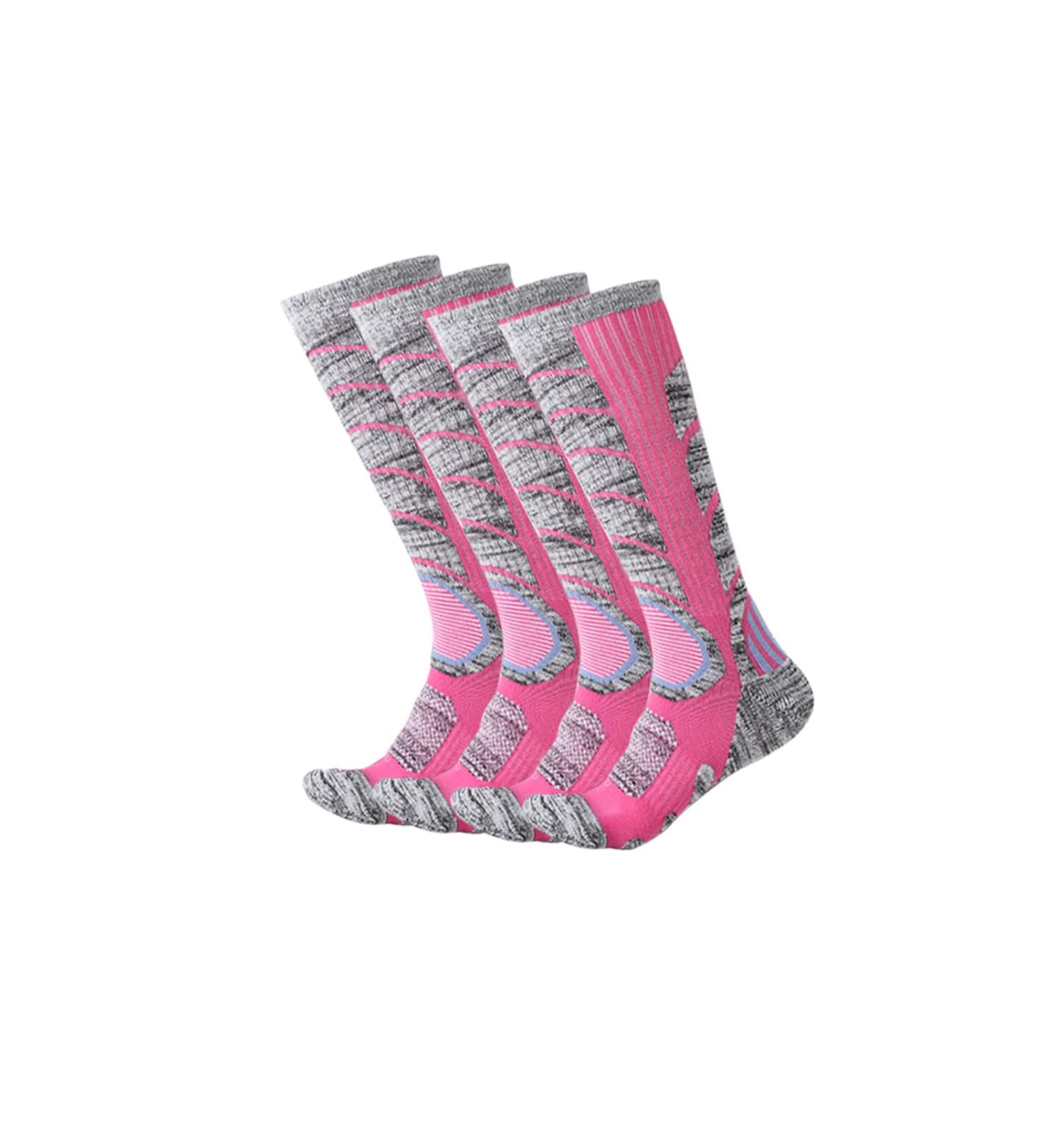 XIKUN Ski Socks | Men Women | Warm High Performance Winter Sport Socks | 4-12 Men, 5-13 Women | 4-Pack Pink - Buy Online on SooperMarket.com