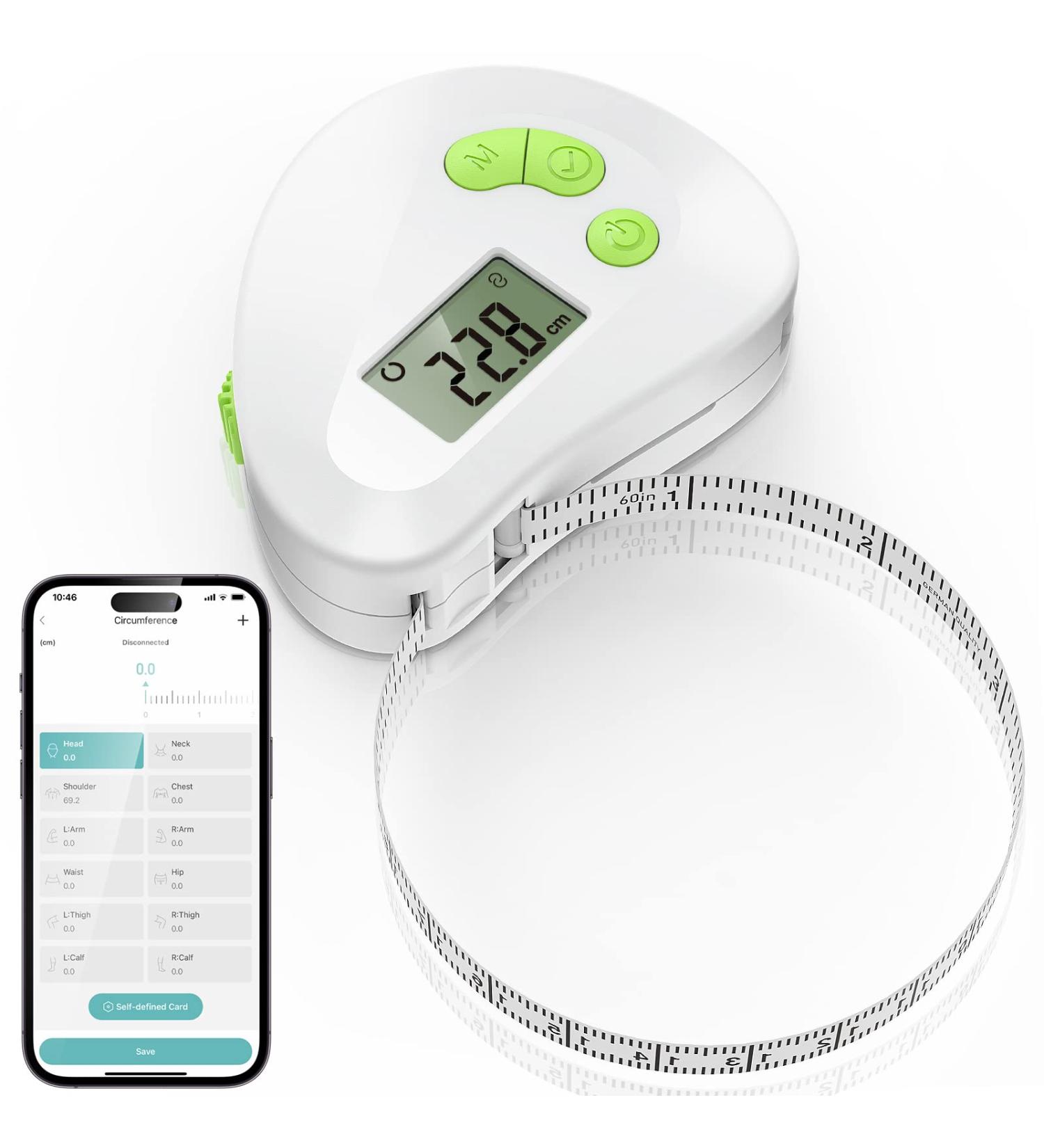 Smart Body Tape Measure 60 Inch (150cm) Digital Measuring Tape with APP Retractable Dual-Scale Tape for Body Measurement Weight Loss Fitness Soft Flexible Tape Ruler for Fabric Sewing Tailor Cloth - Buy Online on SooperMarket.com