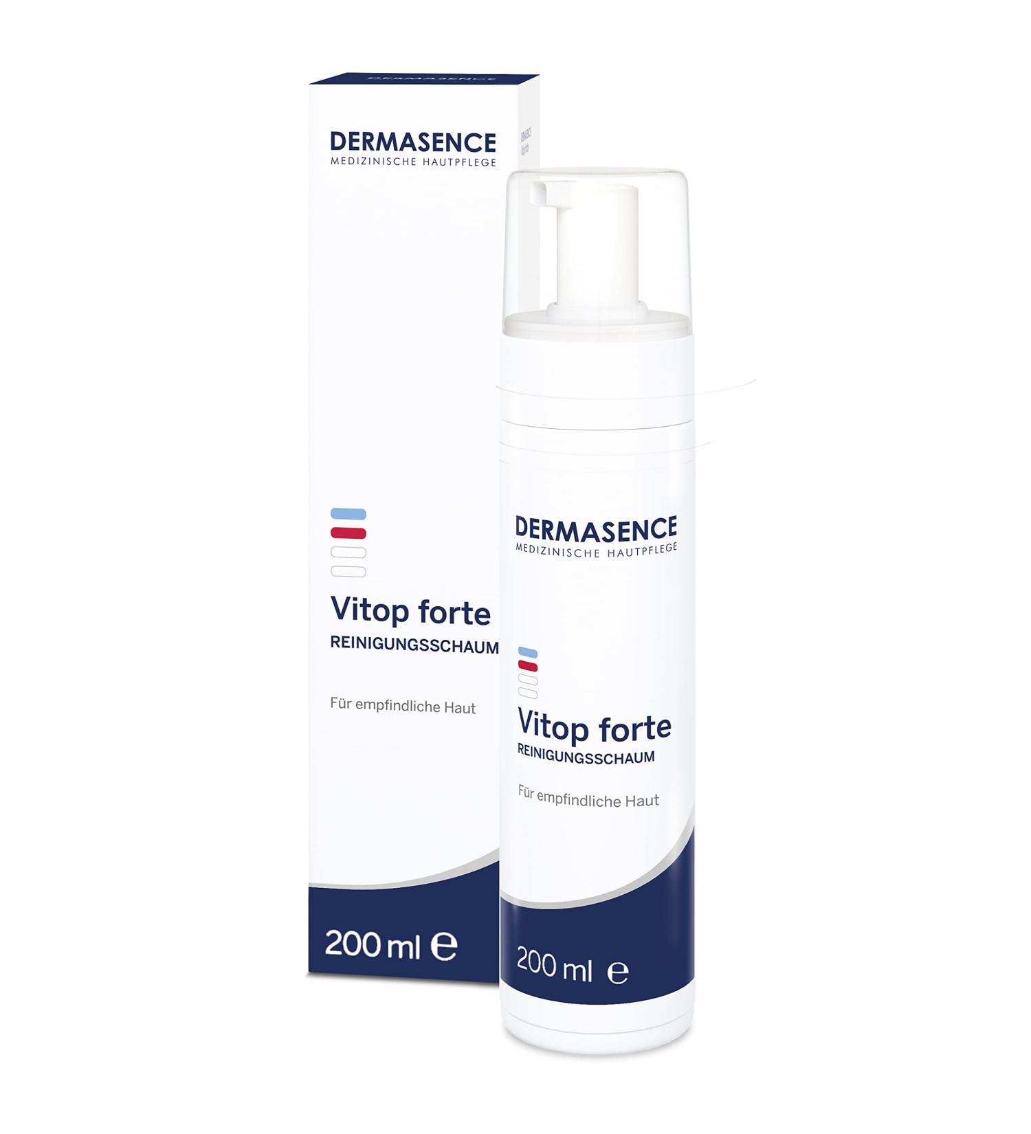 Dermasence Vitop Forte Cleaning Foam 200ml - Mild Soap-Free pH Skin Neutral Cleanser for Sensitive Skin | Neurodermatitis | Enriched with Green Tea & Aloe Vera - Buy Online on SooperMarket.com