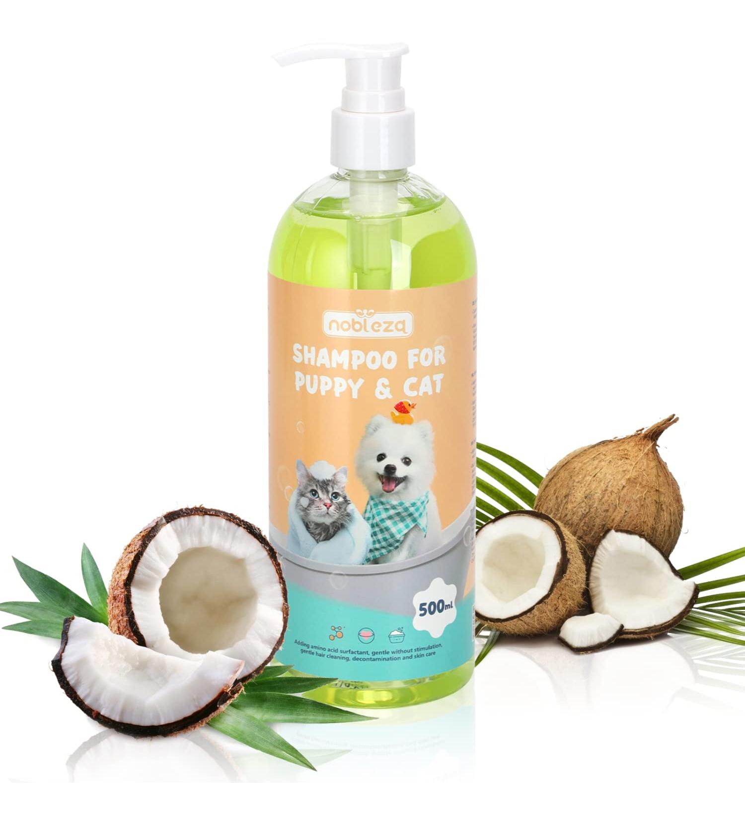 Nobleza Puppy Shampoo - Mild Safe & Non-Toxic Dog & Cat Shampoo for Smooth Fur & Odor Control with Coconut Fragrance (500ml) - Buy Online on SooperMarket.com