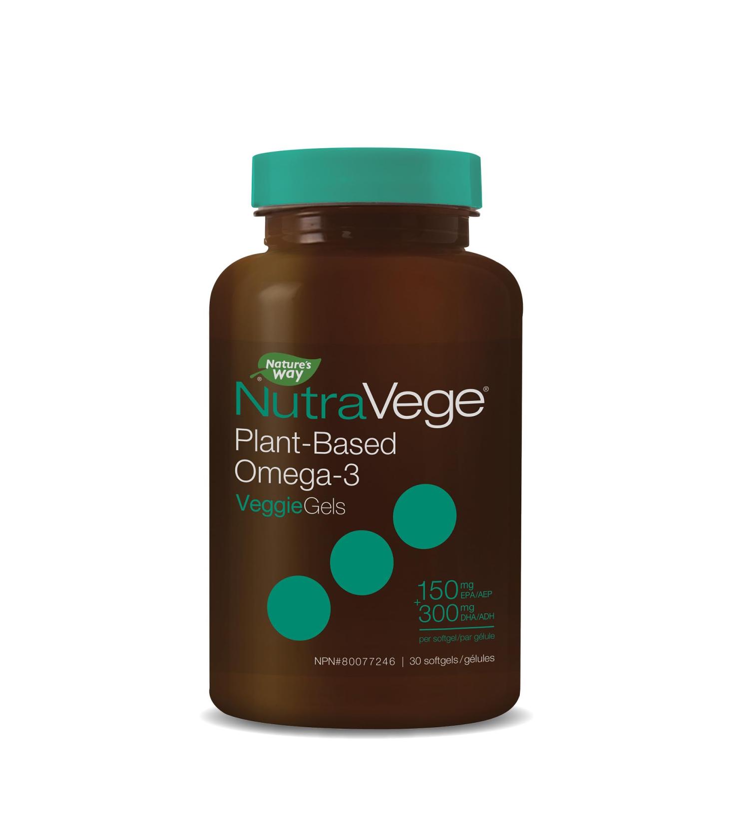 Nature's Way NutraVege Plant-Based Omega-3 VeggieGels Vegan-Friendly Omega-3 Supplement with 300mg DHA + 150mg EPA Fresh Mint Flavour Support Heart Eyes and Brain Function in Adults 30 Softgels Fresh Mint 30 count (Pack of 1) - Buy Online on SooperMarket.com
