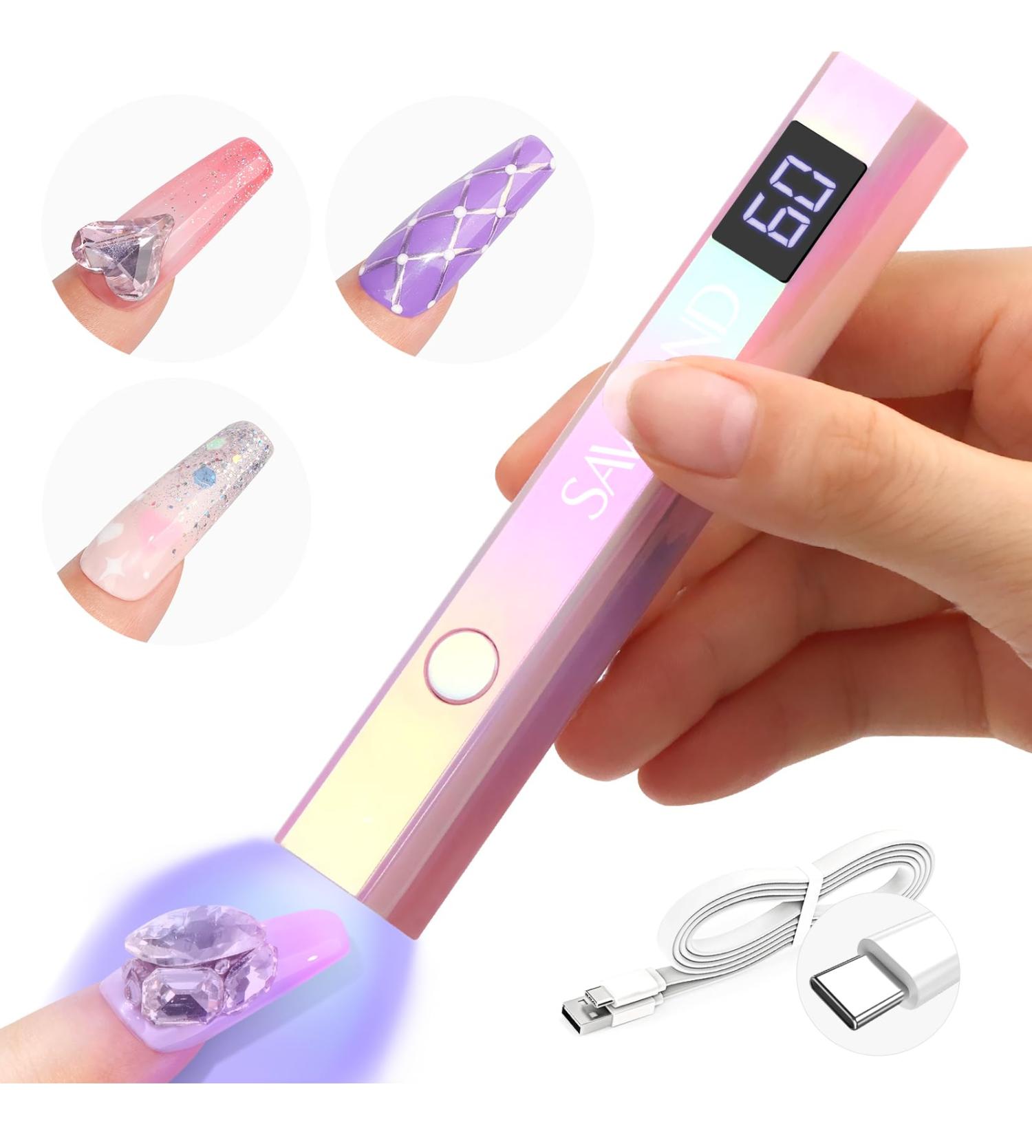 SAVILAND 12W Handheld LED UV Nail Lamp Fast Curing: Portable Mini UV Nail Lamp for Gel Nails 3 Timers 10/30/60S LED UV Lamp Rechargeable USB Nail Dryer for Home Personal DIY Self Use C-Pink Handheld Nail Lamp - Buy Online on SooperMarket.com