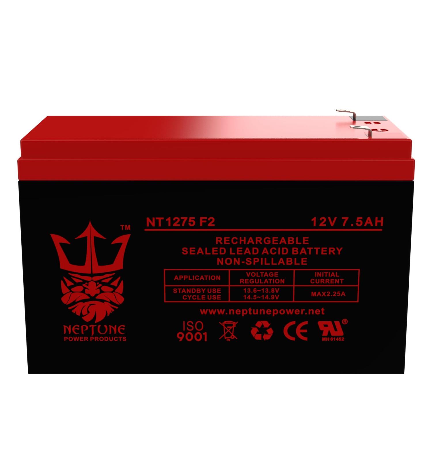 Neptune NT1275F2 SLA Battery Replacement - 12V 7.5AH 8Ah 9AH F2/F1 | Worldwide Shipping - Buy Online on SooperMarket.com