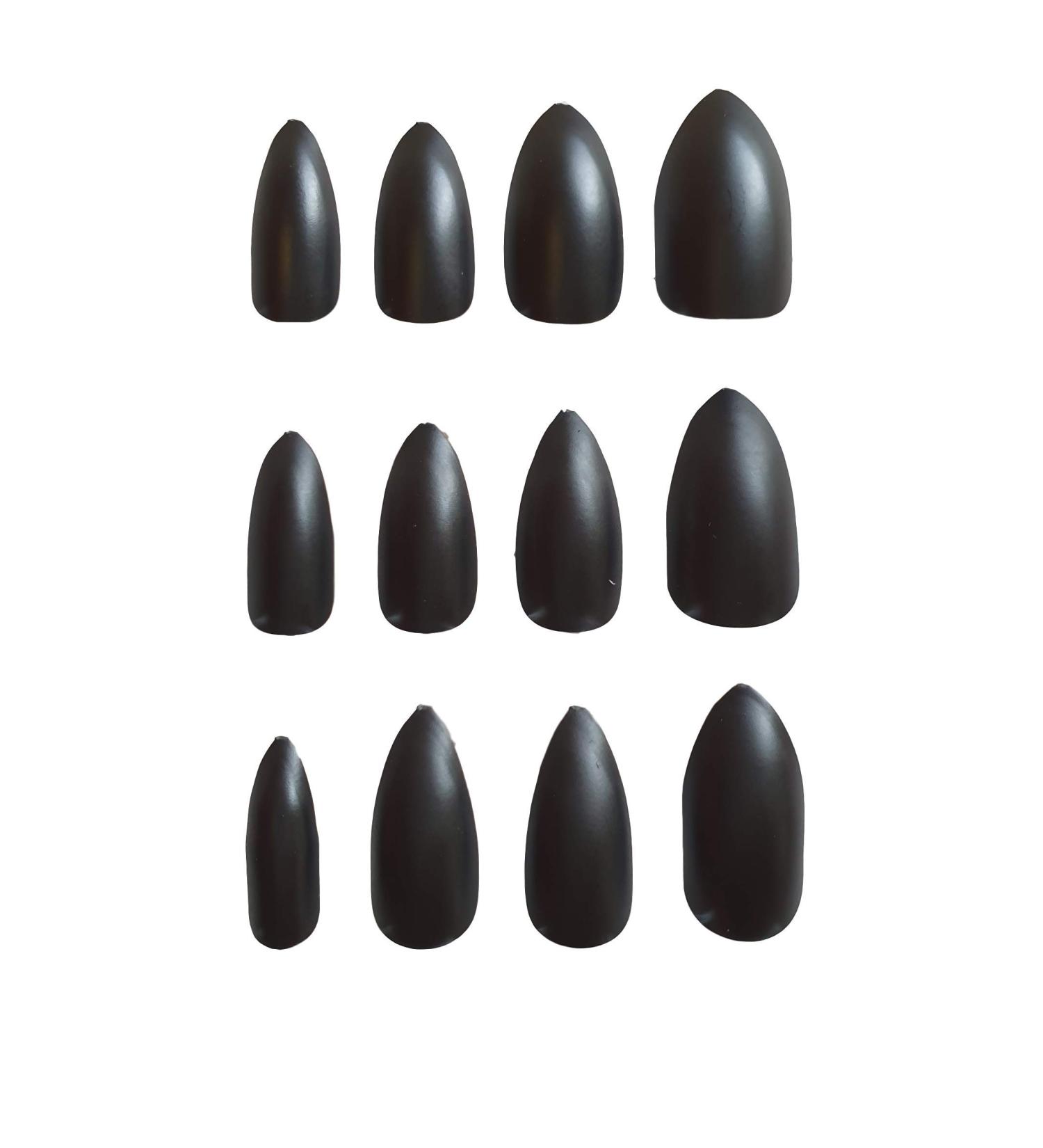 Fat-catz-copy-catz 24x Full Coverage Smooth Matte Stiletto pointed False Fake salon Nails Makeup (24x Matte Black Nails) - Buy Online on SooperMarket.com